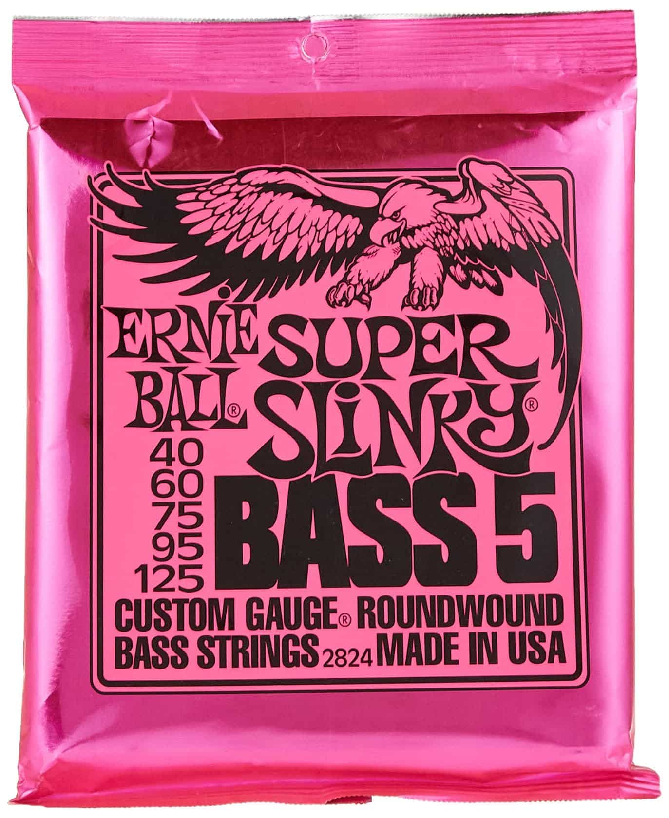 Ernie Ball 5-String Super Slinky Nickel Wound Bass Guitar Strings, 40-125 Gauge (P02824)