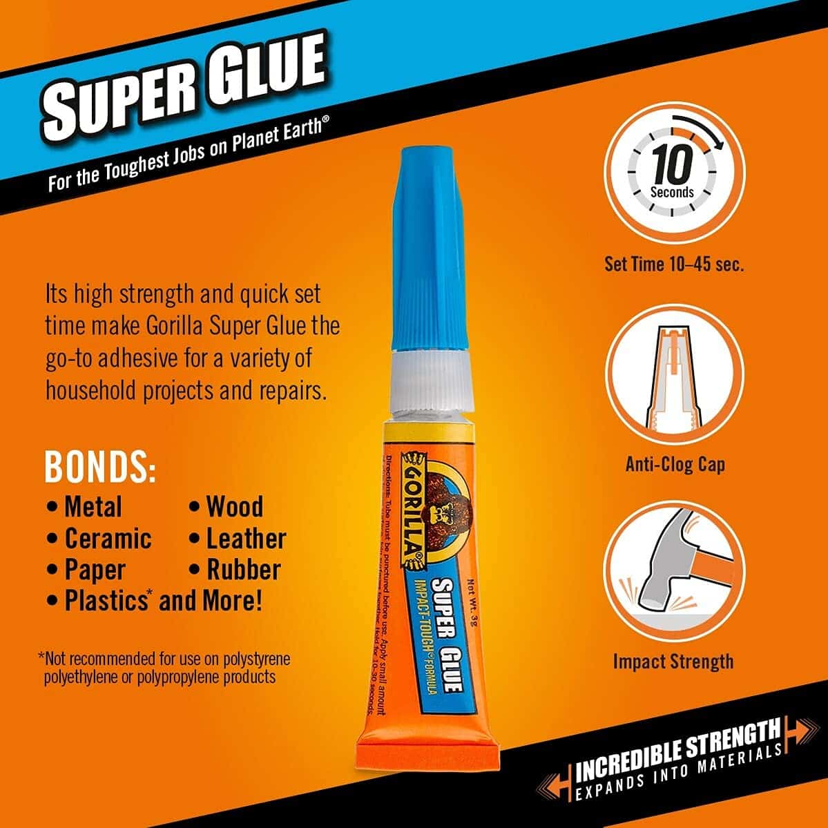 Gorilla Super Glue, Two 3 Gram Tubes, Clear, (Pack of 1) - Image 4