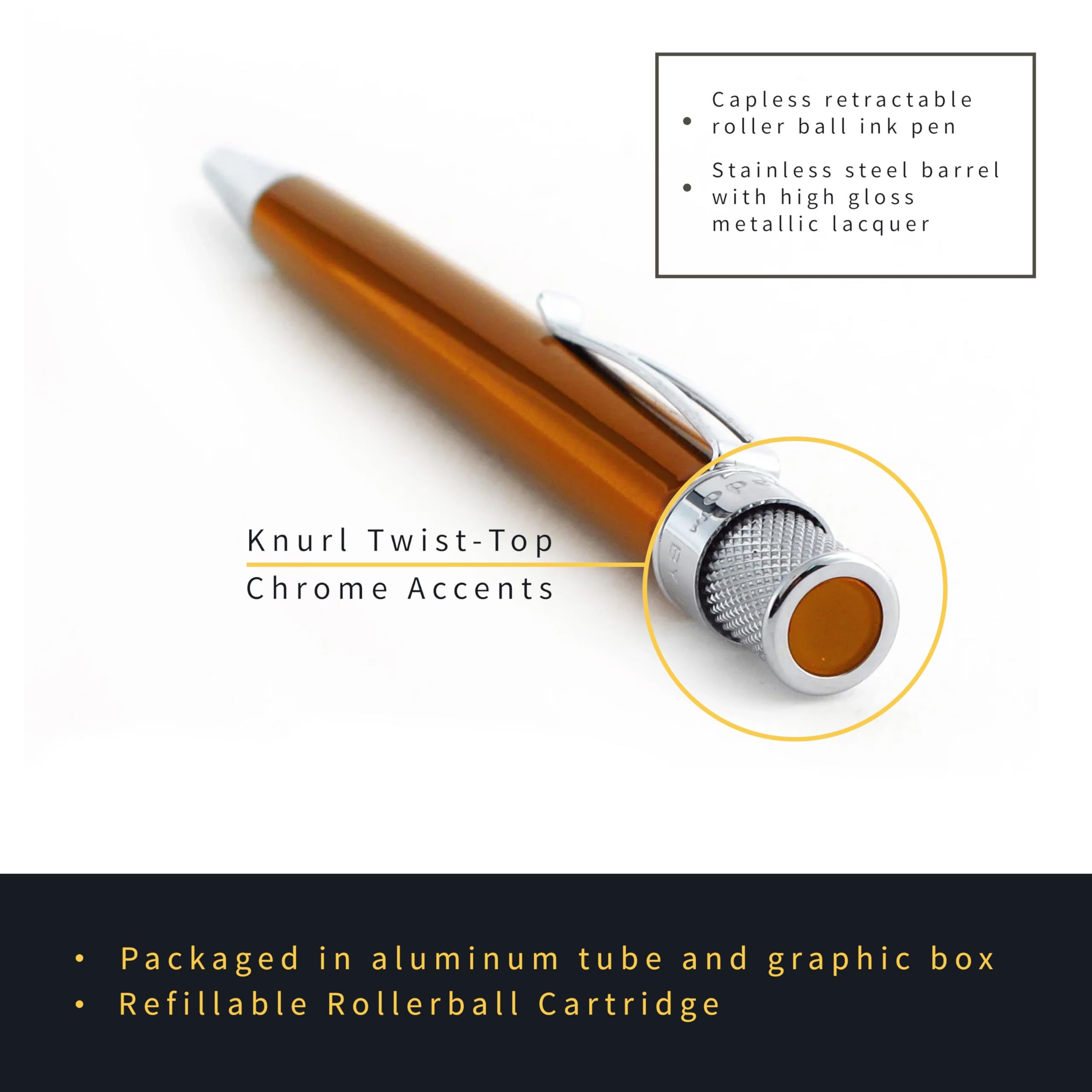 Retro 1951 Tornado? Classic Lacquer Rollerball Pen - Orange - Image 2