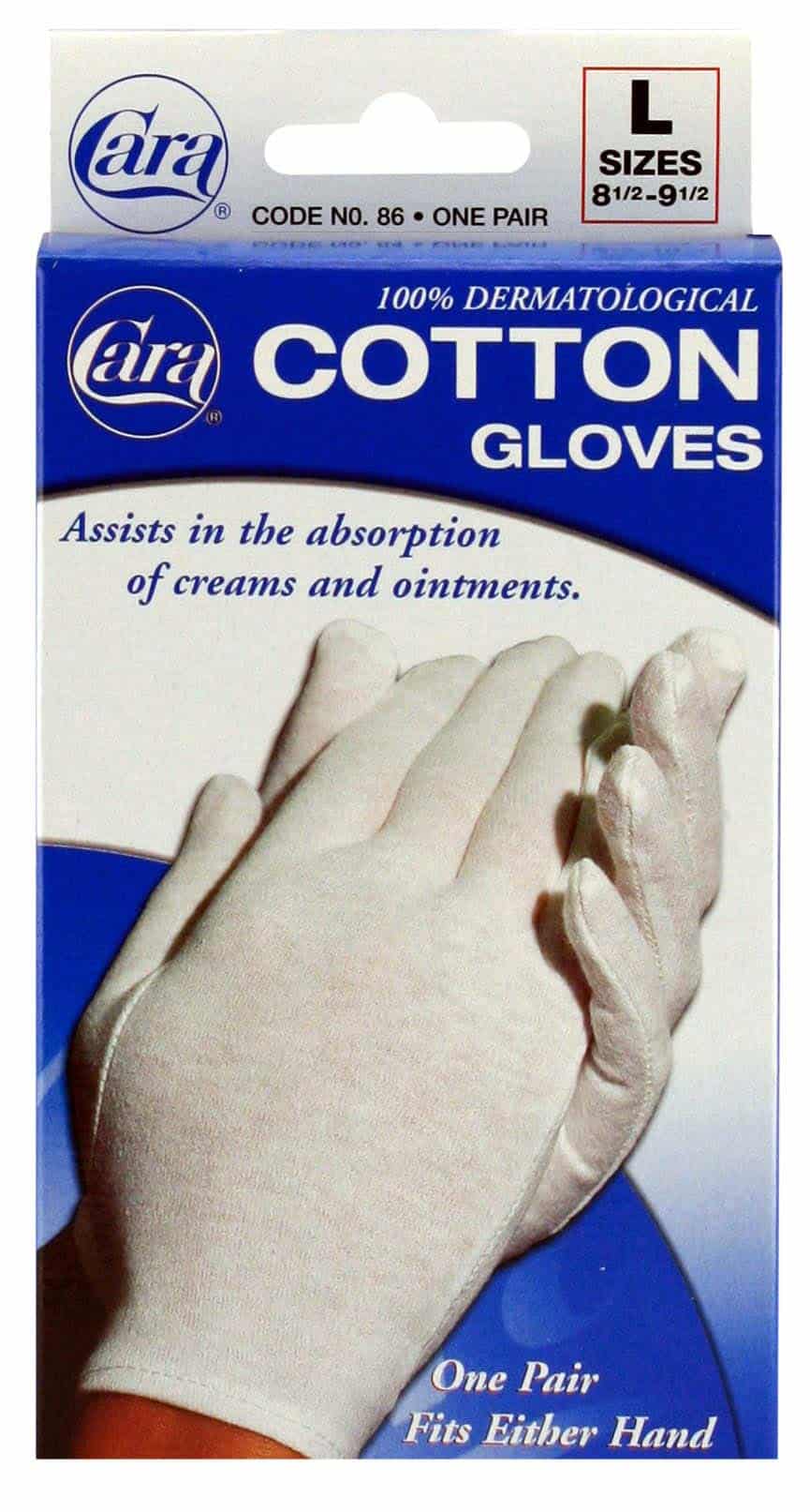 Cara Moisturizing Eczema 100% Premium Cotton Gloves, Large, White, 1 Pair - Image 2