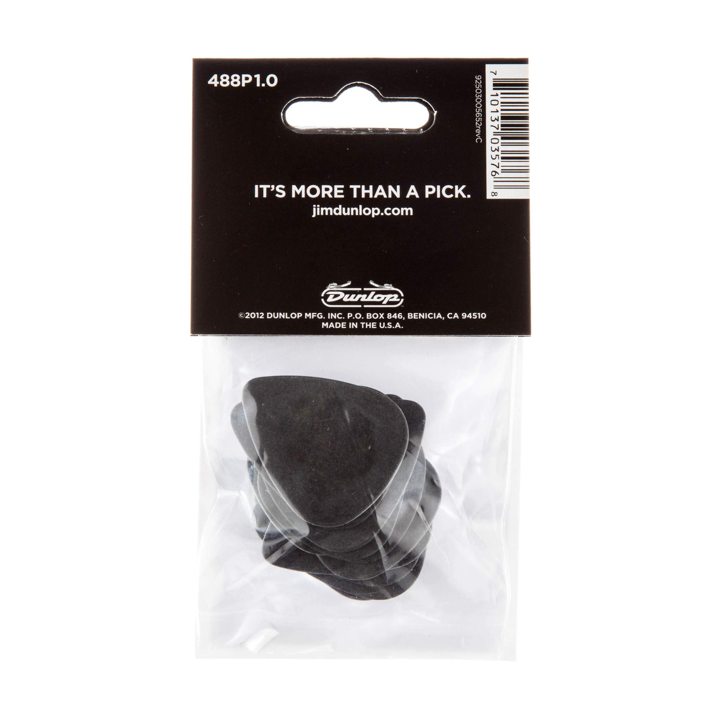 Dunlop 488P10 1.0mm Pitch Black Guitar Picks, 12-Pack - Image 2