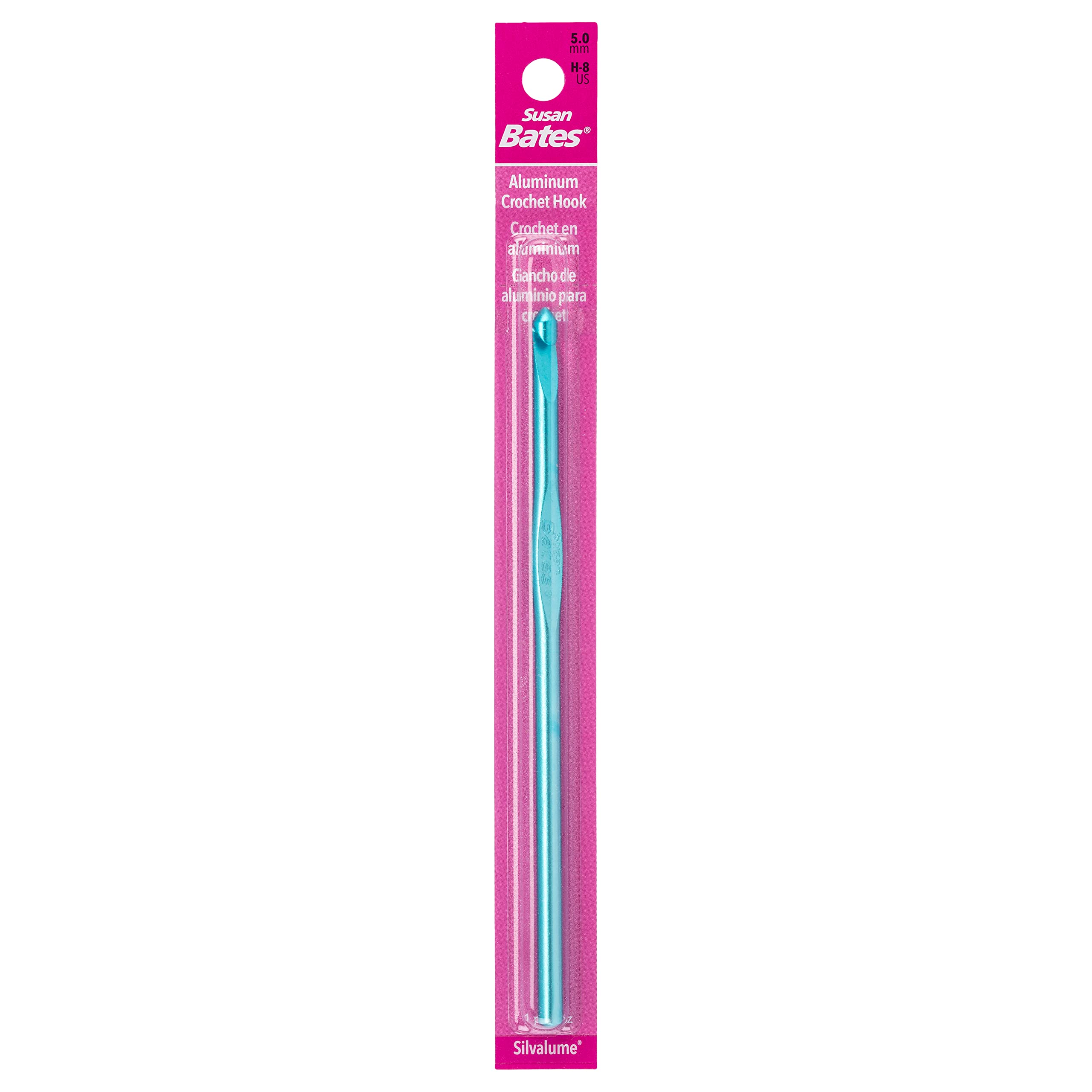 Susan Bates Silvalume Aluminum Crochet Hook 5-1/2" Size H 8 -Turquoise