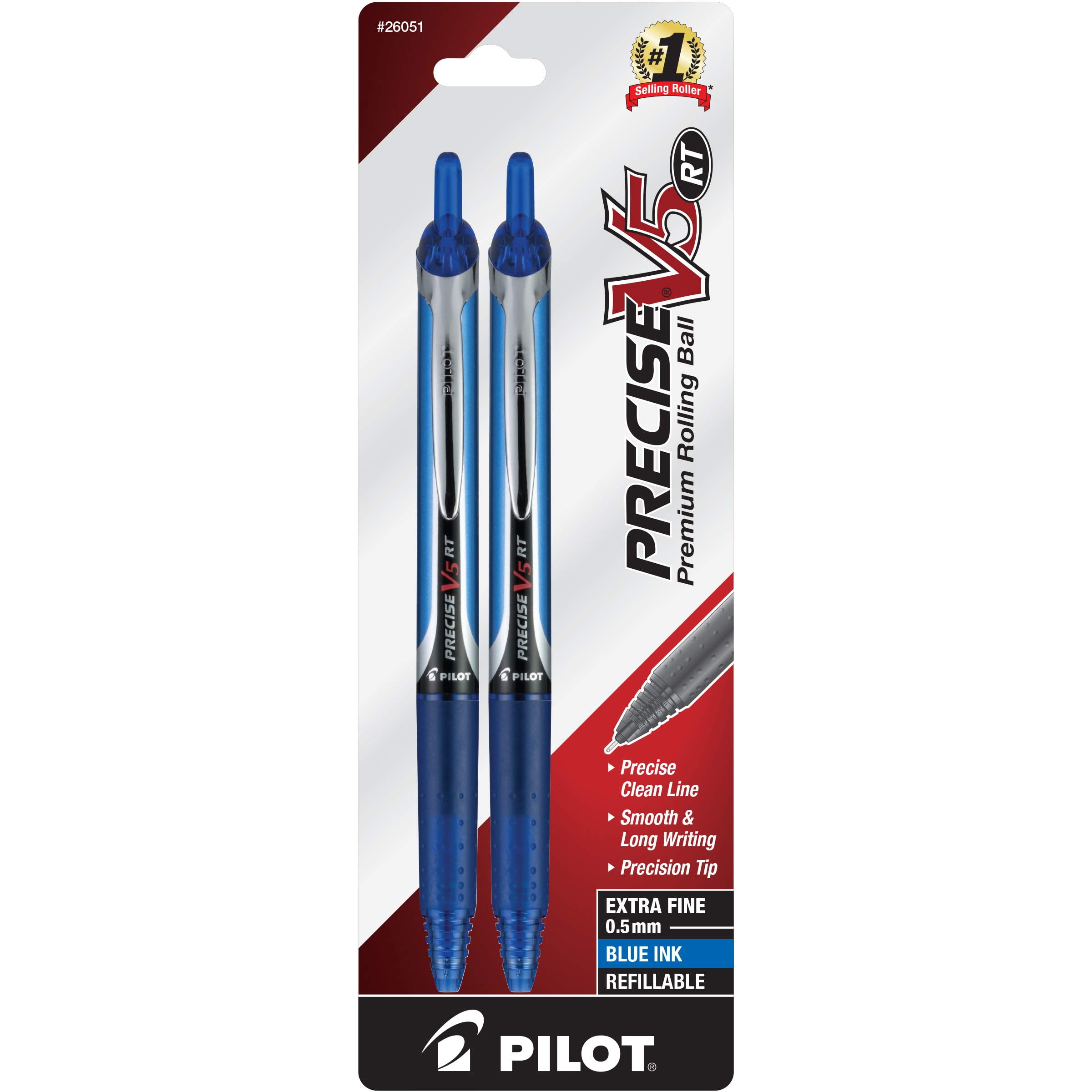 PILOT Precise V5 RT Refillable & Retractable Liquid Ink Rolling Ball Pens, Extra Fine Poin