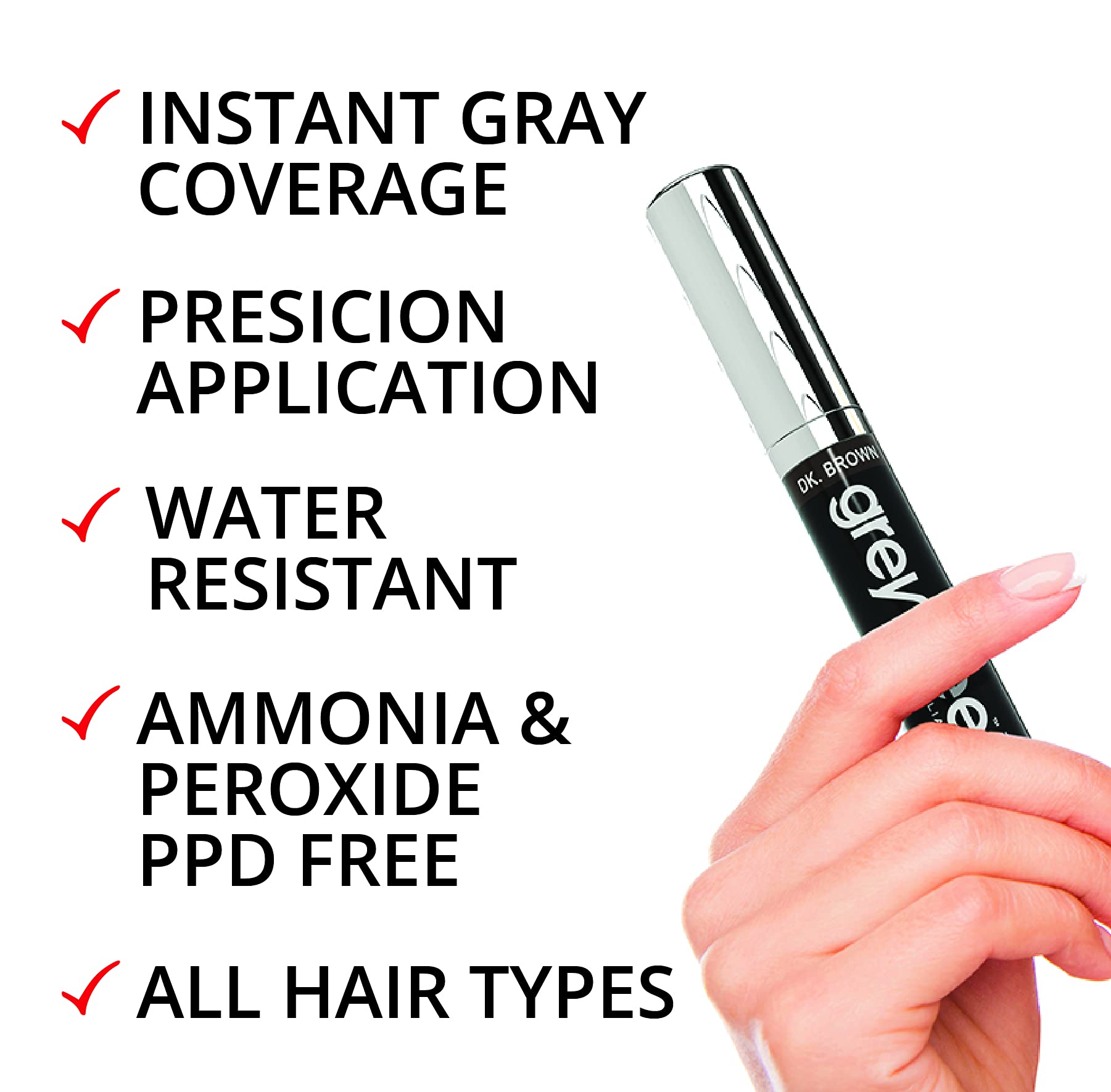 Greyfree Root Touch-Up Hair Mascara Black Temporary Gray Roots Concealer - Image 5