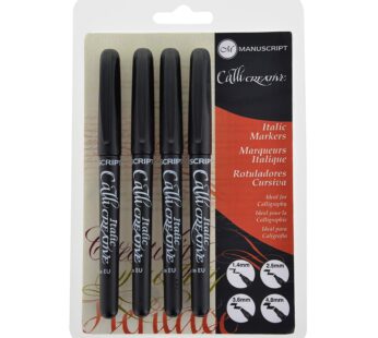 Manuscript Pen MM6409 Italic Marker, Assorted, Black, 4-Pack