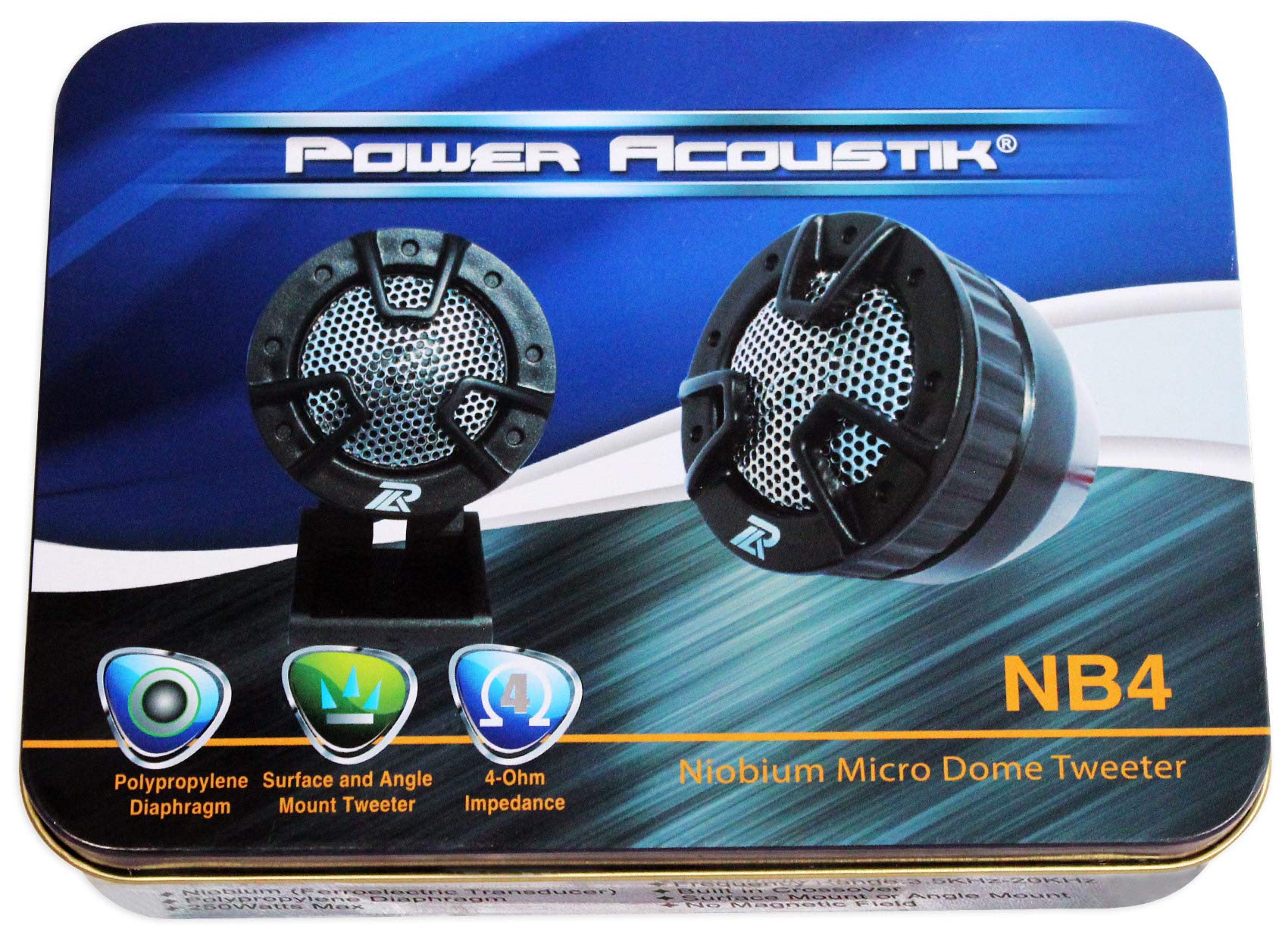 Power Acoustik NB-4 250-Watt 4-Way Mount Tweeter - Image 9