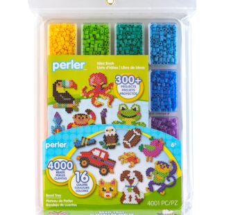 Perler 17605 Assorted Fuse Beads Kit with Storage Tray and Pattern Book for Arts and Craft