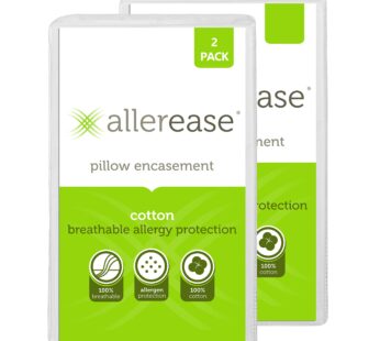 AllerEase 100% Breathable Cotton Pillow Protector for Sleeping, Queen 30″ x 20″ – 1 Pack o