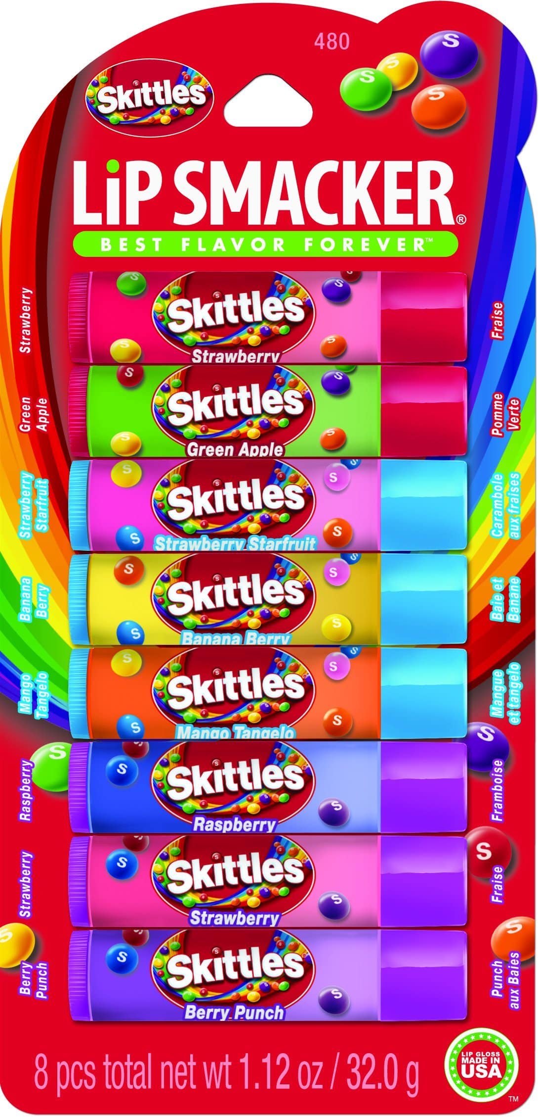 Lip Smacker Skittles Party Pack, 8 Count (Pack of 1)