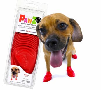 PawZ Rubber Dog Boots for Paws to 2 1/2″ – All-Weather Dog Booties for Hot Pavement, Sand,