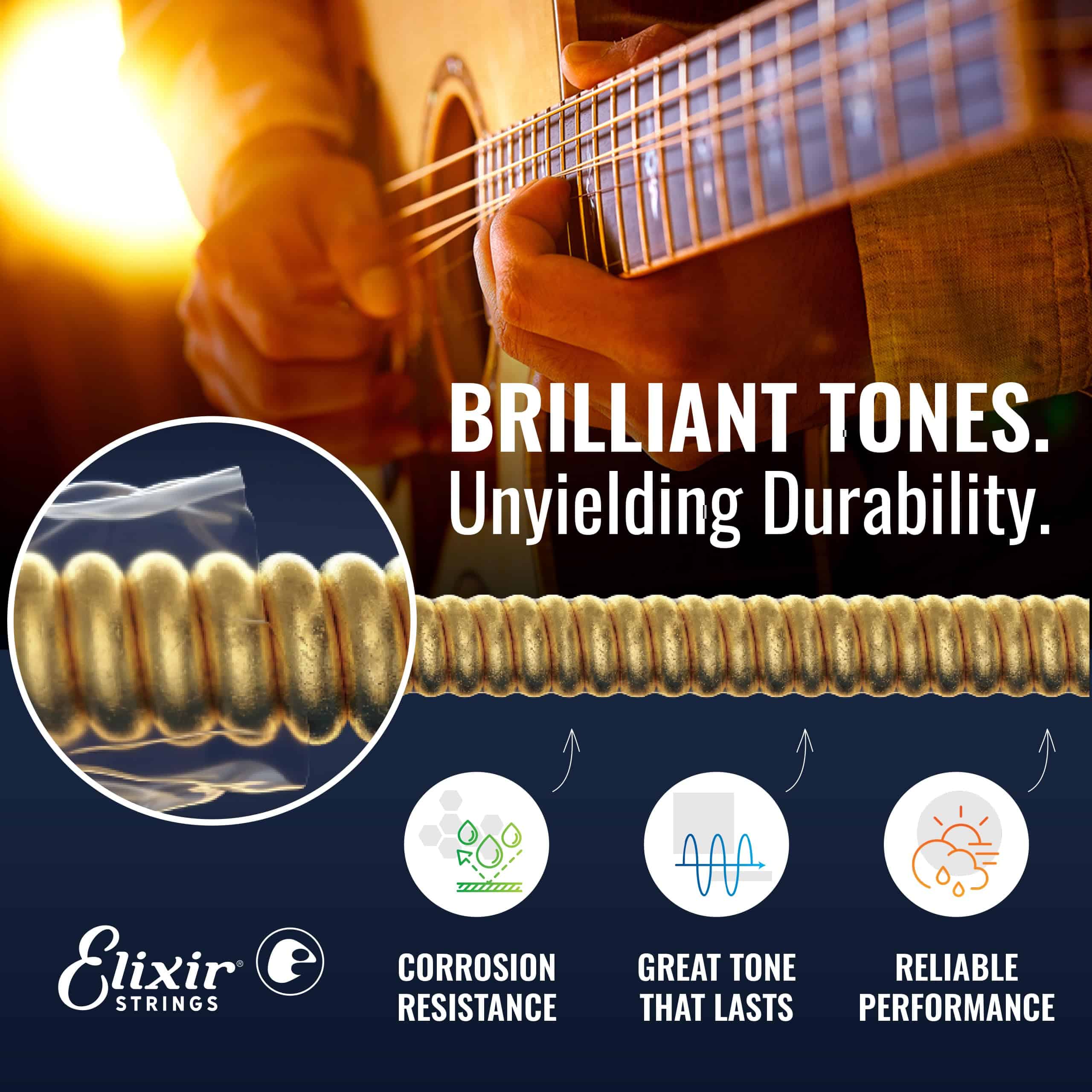 Elixir Strings, Acoustic Guitar Strings, 80/20 Bronze with NANOWEB Coating, Longest-Lastin - Image 2