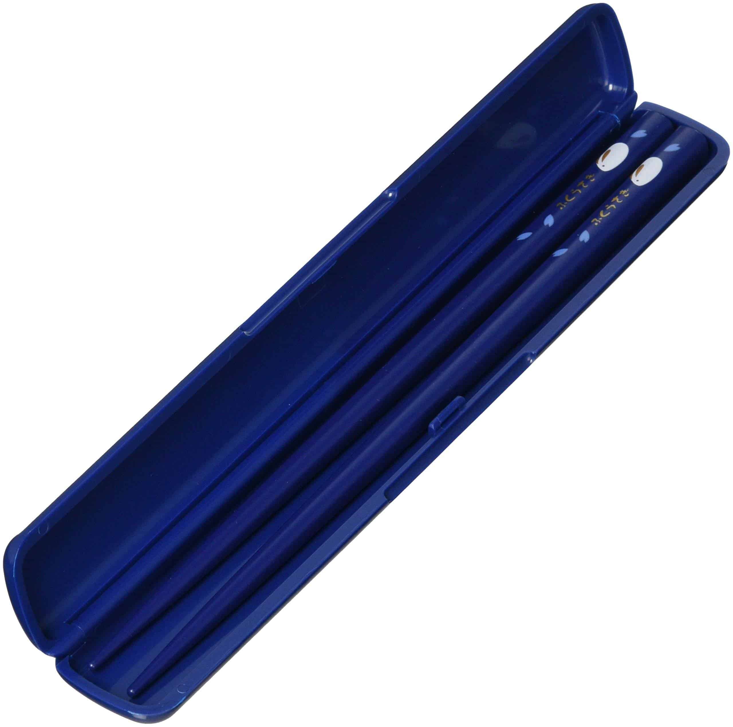 Skater Japanese Rabbit Blossom Chopstick and Case Blue - Image 2