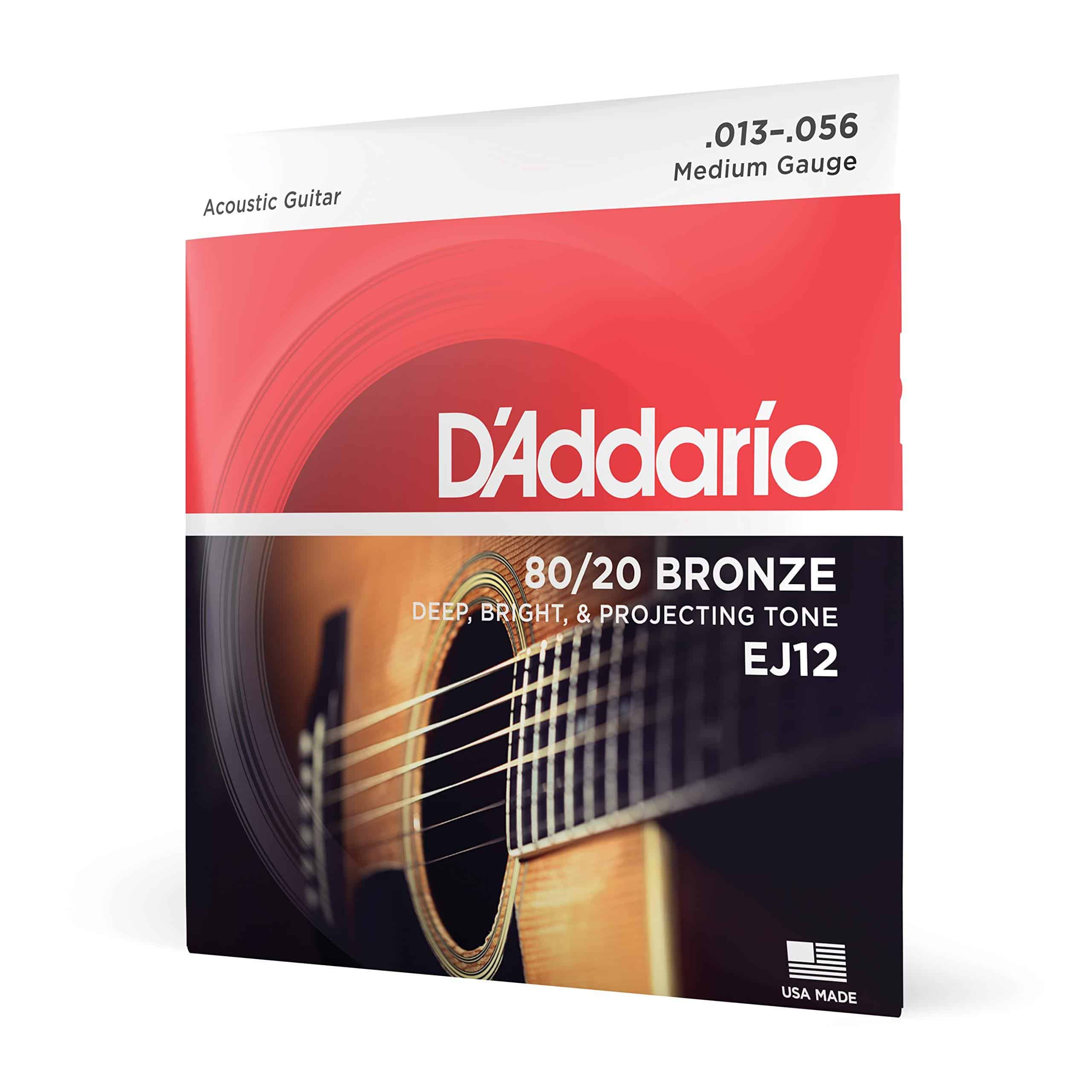 D'Addario Guitar Strings - Acoustic Guitar Strings - 80/20 Bronze - For 6 String Guitar -