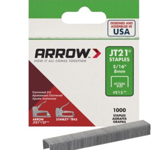 Arrow 215 JT21 Thin Wire Staples for Staple Guns and Staplers, Use for Upholstery, Crafts,