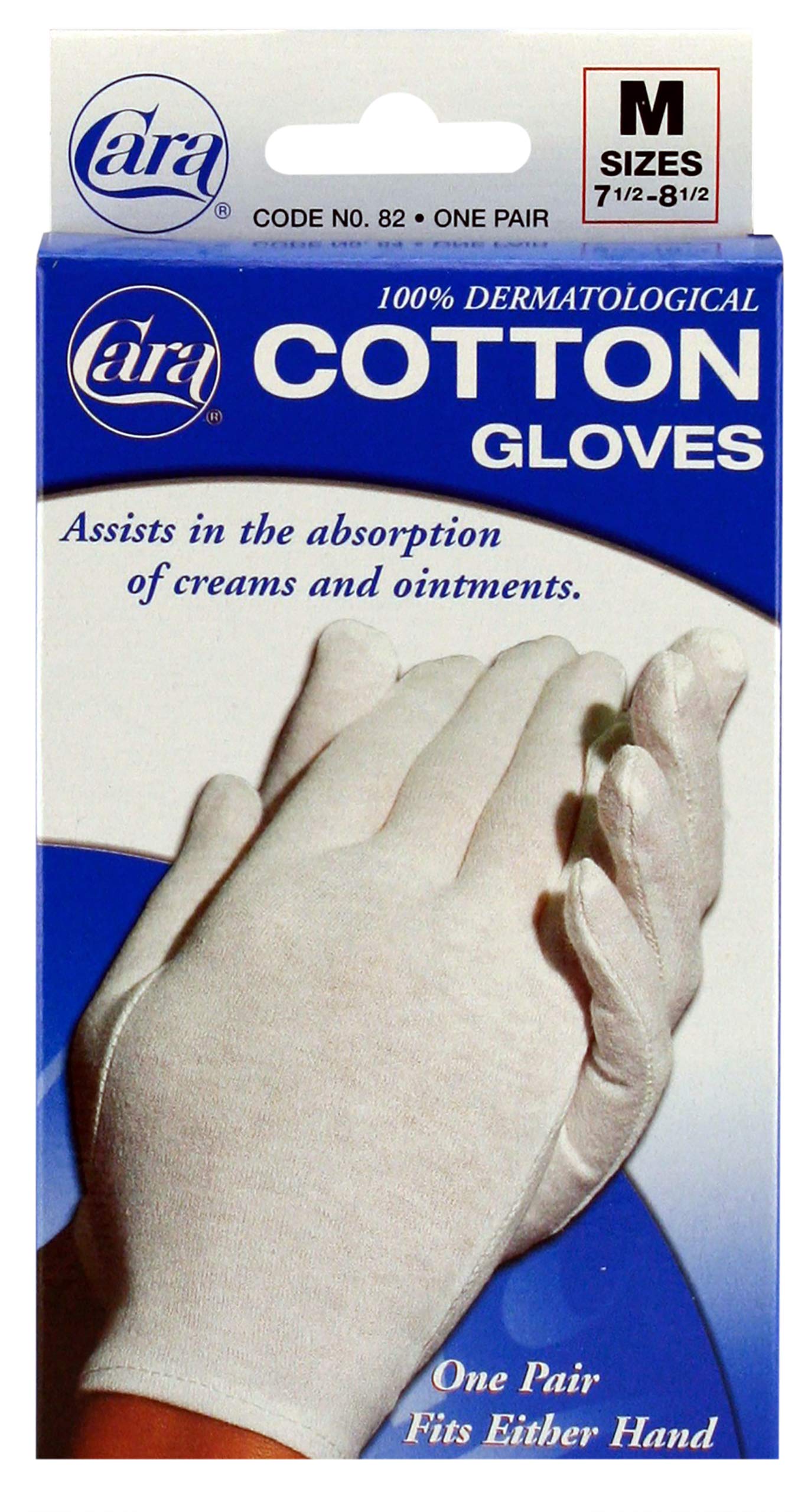 Cara Moisturizing Eczema 100% Premium Cotton Gloves, Medium, White, 1 Pair - Image 2