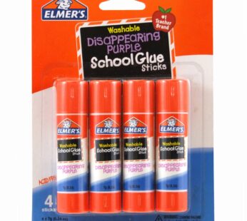 Elmer’s Disappearing Purple School Glue Sticks, 0.24 oz Each, 4 Sticks per Pack (E543)