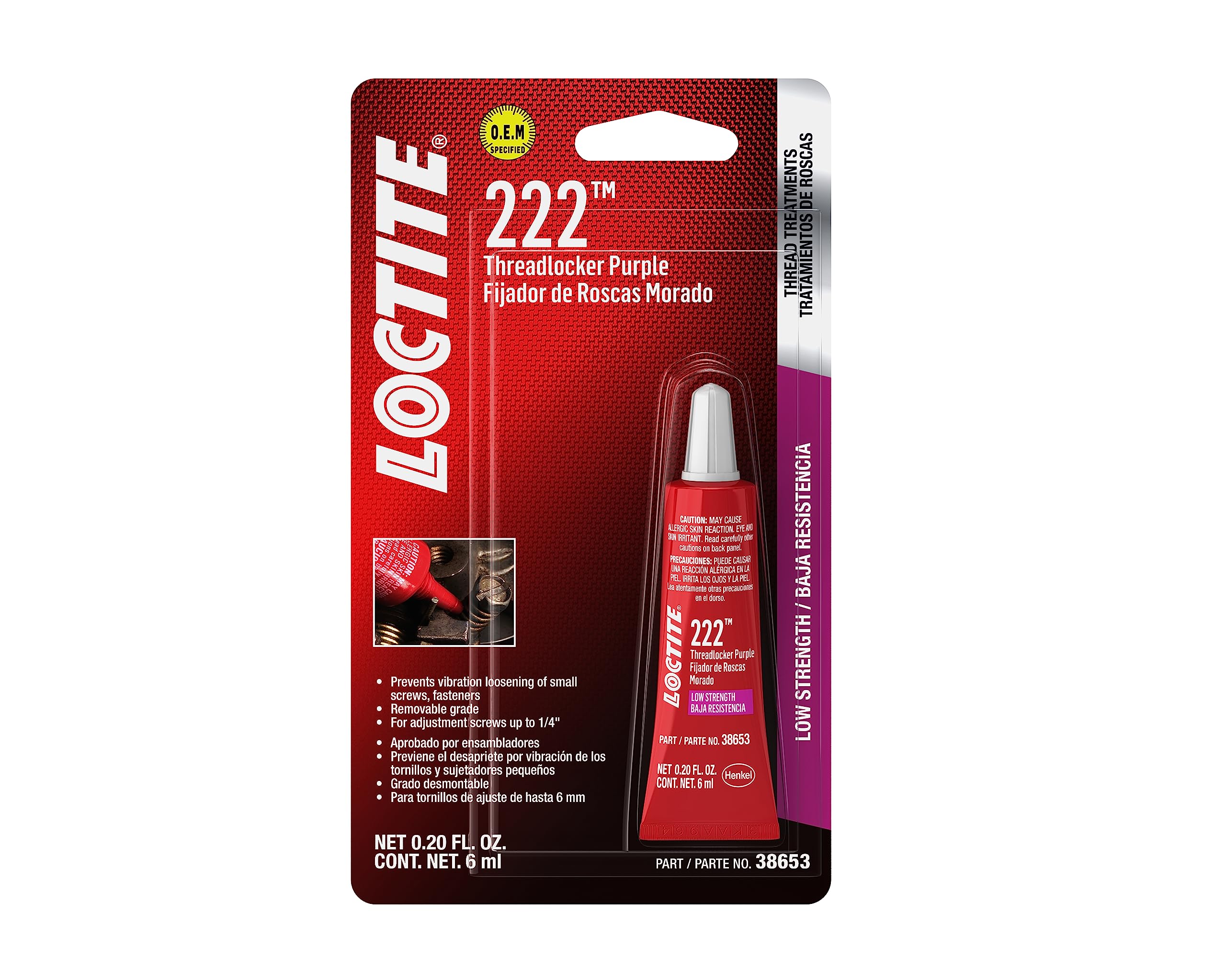 Loctite 222 Threadlocker for Automotive: High-Temperature, Low-Strength, Anaerobic, One-Pi