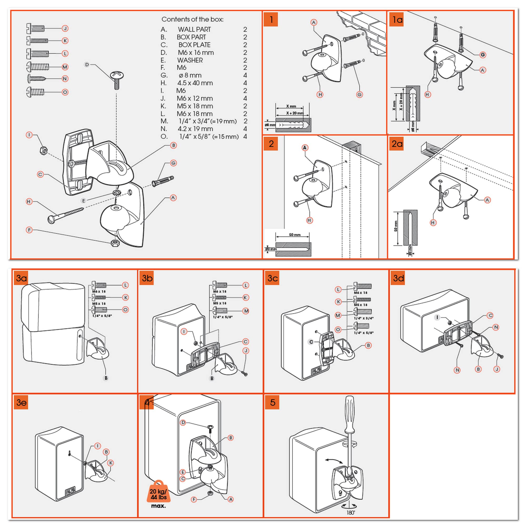 Vogel's VLB 500 Universal Speaker Wall Mount Set | Swivels up to 180? (Left/Right) | Can b - Image 5