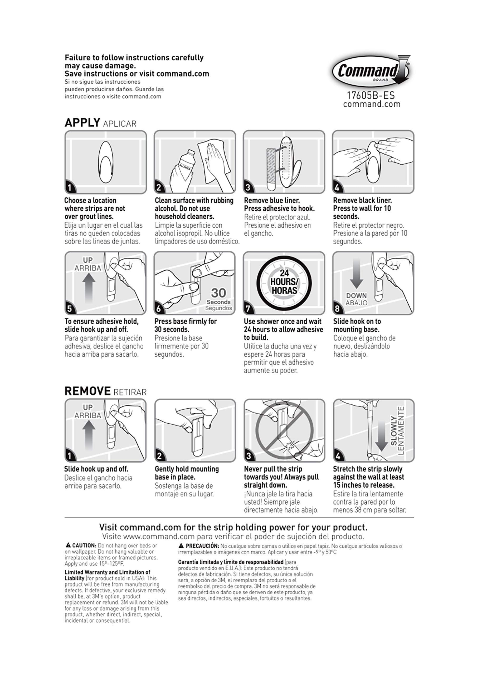 Command Bath Large Water-Resistant Adhesive Refill Strips, 4-Large Strips, Re-Hang Large B - Image 9