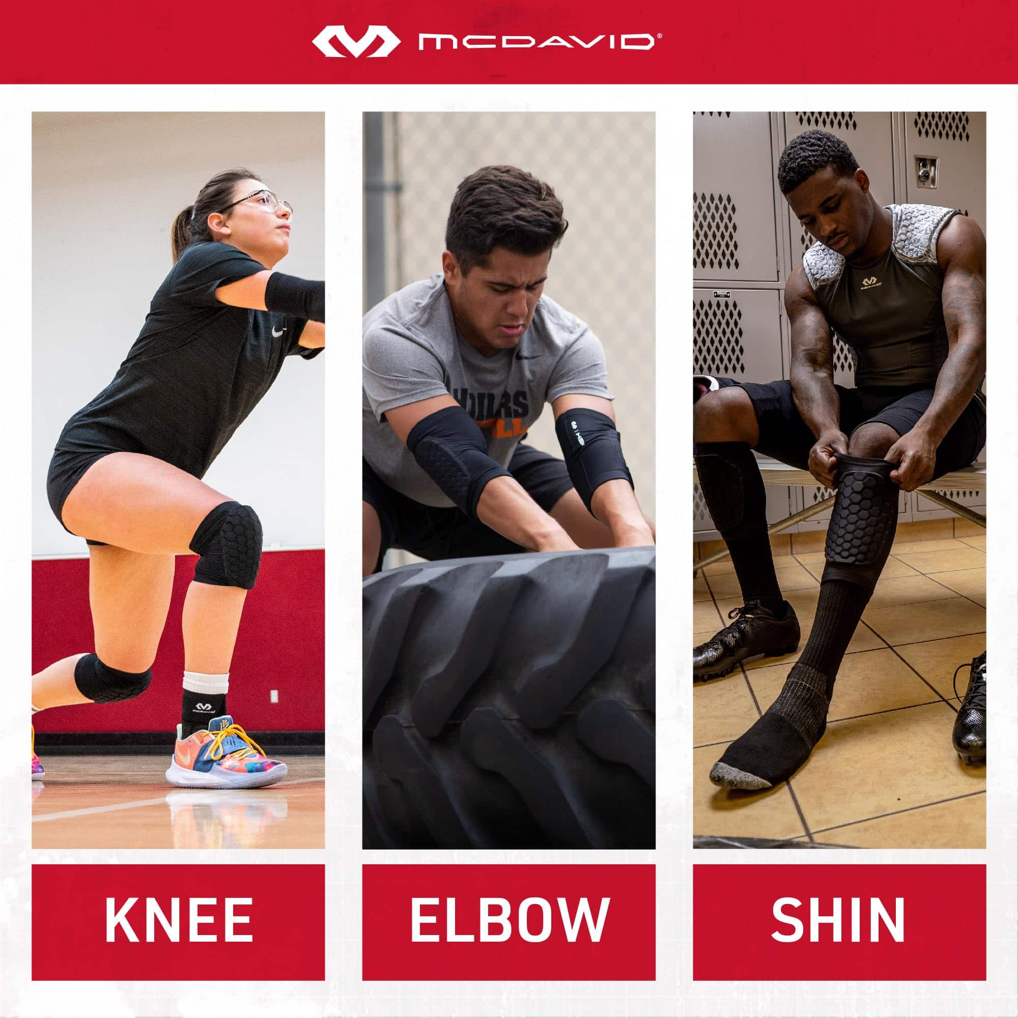 McDavid Hex Pads for Knees, Elbows & Shins, Moisture Wicking with HEX Technology, Black, A - Image 2