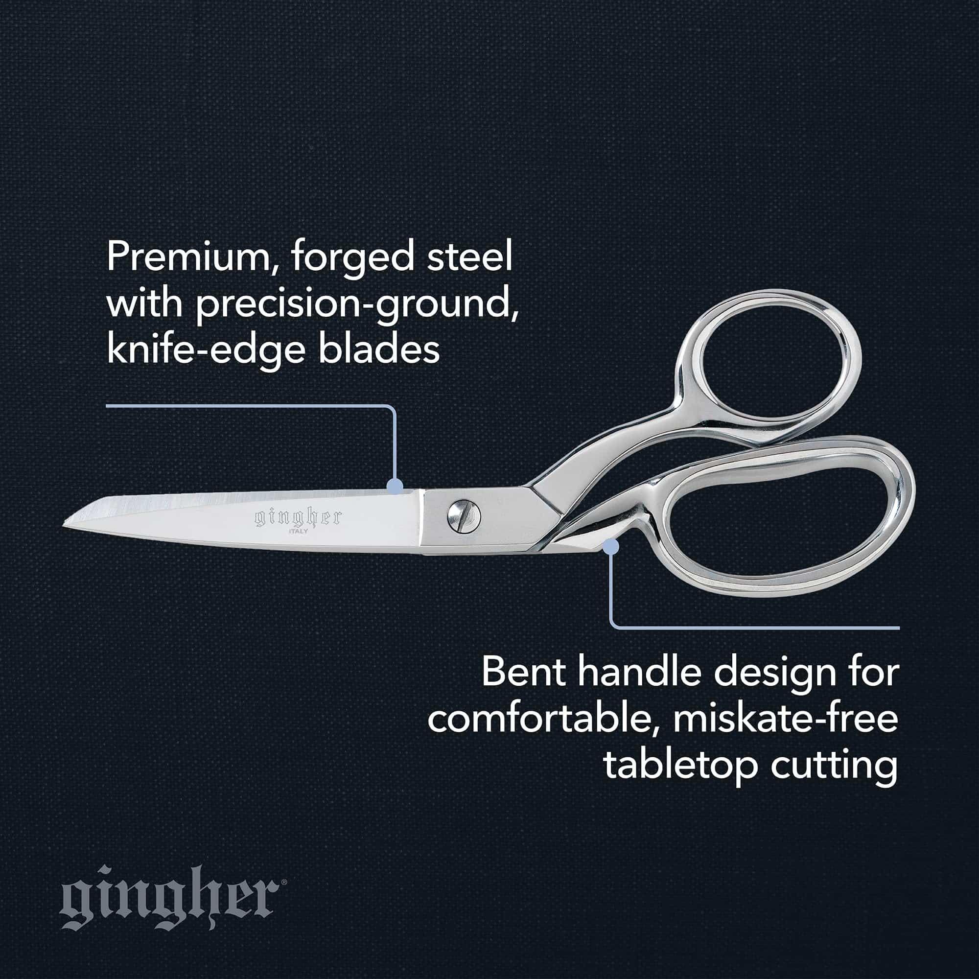 Gingher Dressmaker's Fabric Scissors - 8" Stainless Steel Shears - Sharp Knife Edge Fabric - Image 2