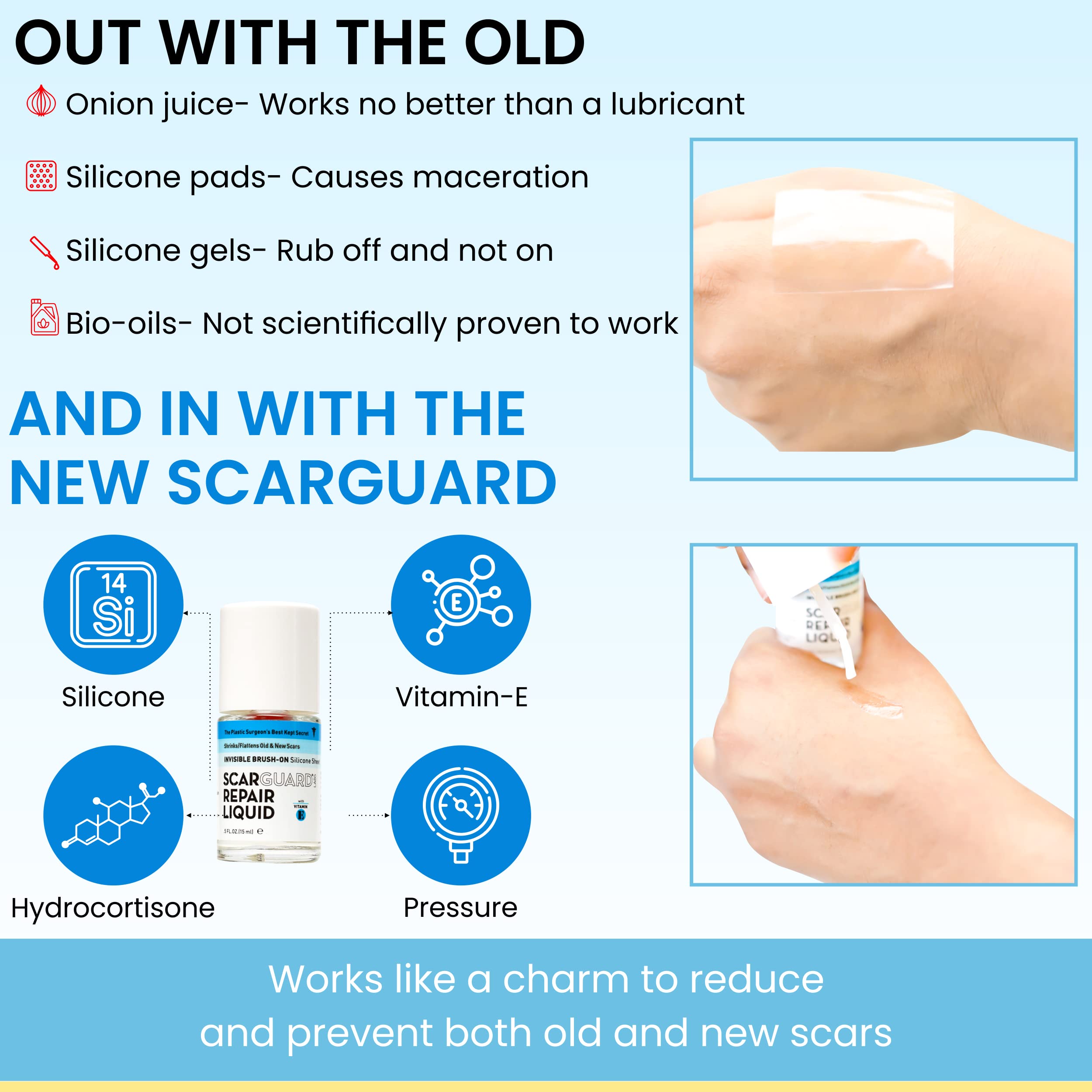 Scarguard - Invisible Brush-On Silicone Sheet with Vitamin E - Scar Removal for Keloids, B - Image 4