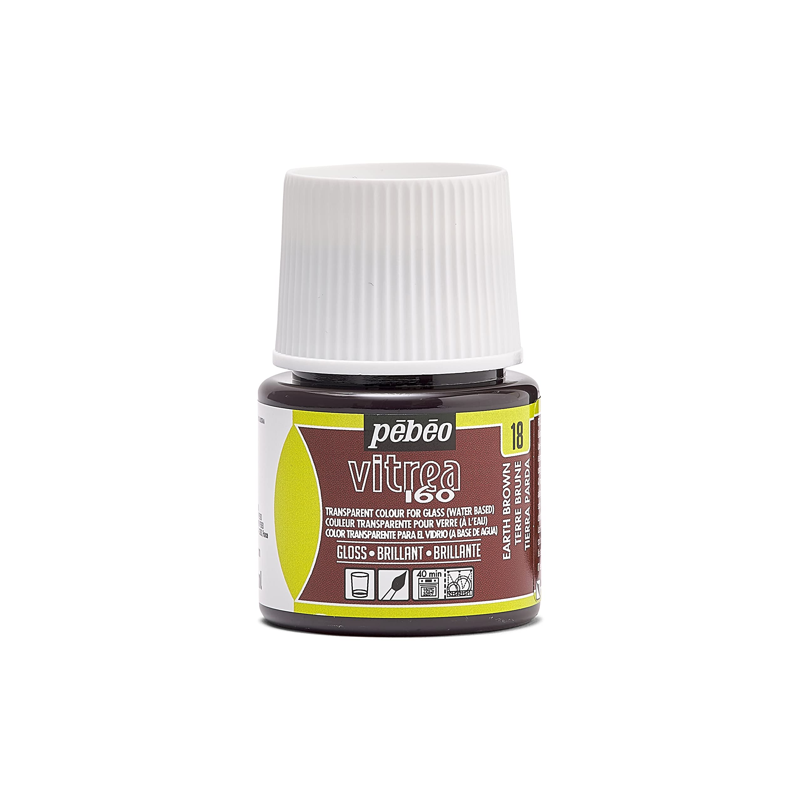 Pebeo Vitrea 160, Glossy Glass Paint, 45 ml Bottle - Earth Brown
