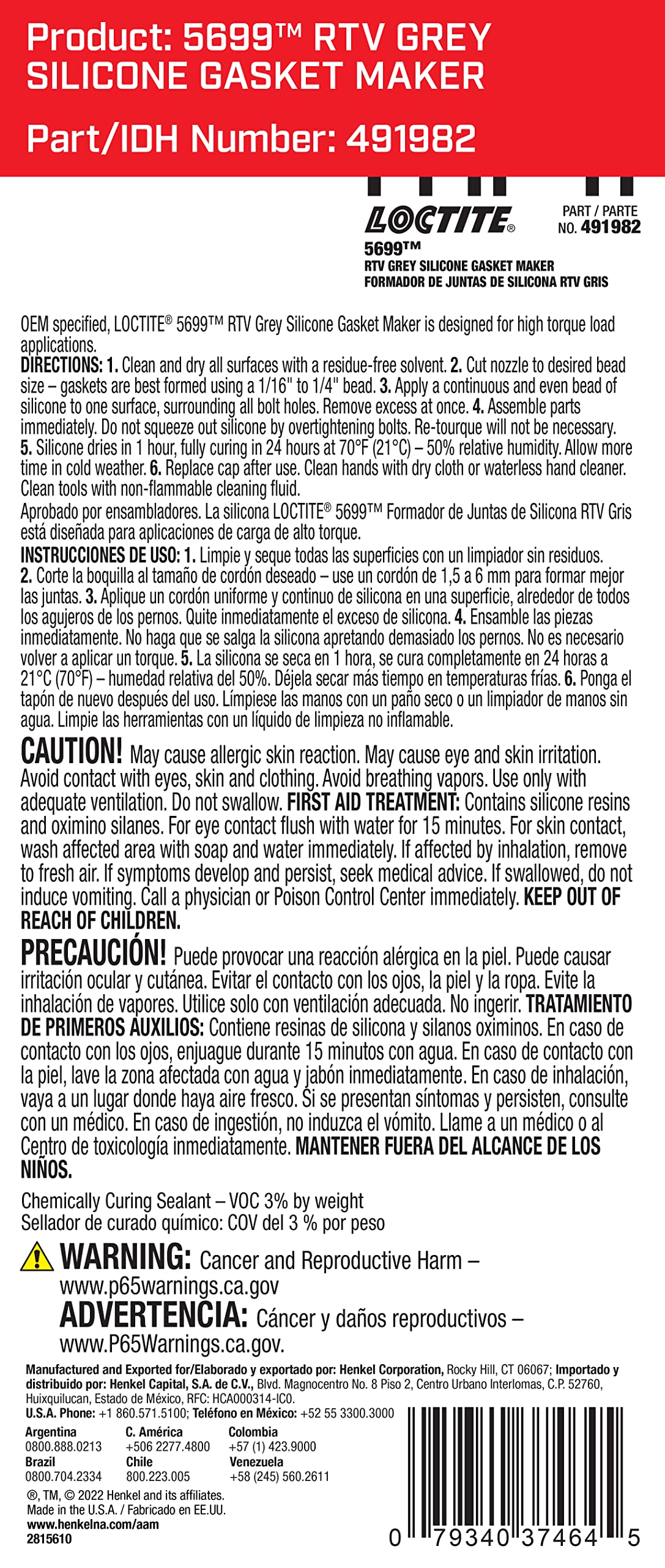 LOCTITE 37464 Grey RTV 598 High Performance Silicone. 80 ml. - Image 2