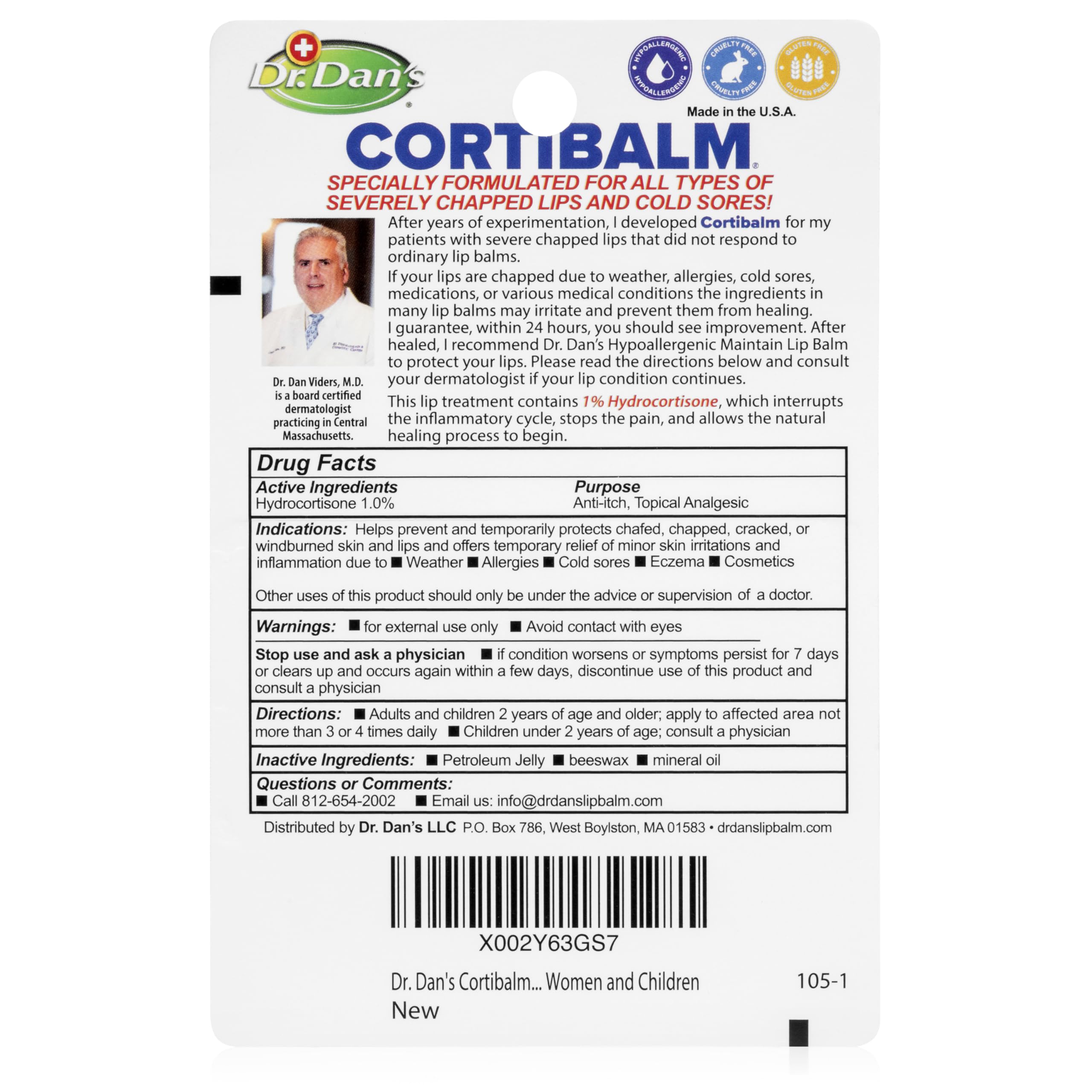 Dr. Dan's Cortibalm - 1 Pack - for Dry Cracked Lips - Healing Lip Balm for Severely Chappe - Image 2