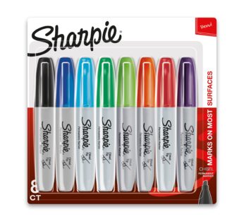 Sharpie Permanent Markers | Chisel Tip Markers, Assorted Colors, 8 Count