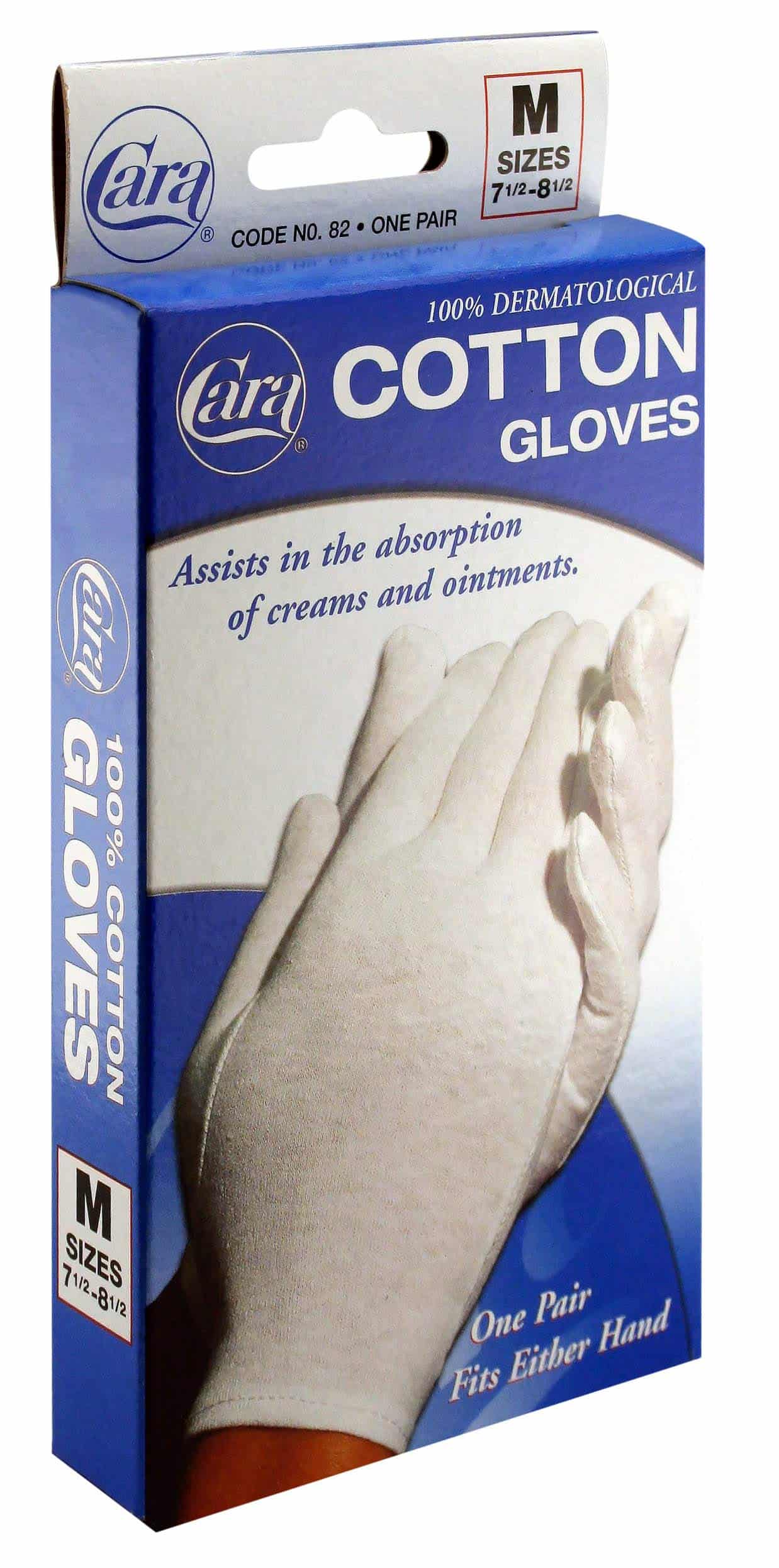 Cara Moisturizing Eczema 100% Premium Cotton Gloves, Medium, White, 1 Pair - Image 3