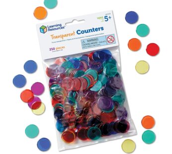 Learning Resources Transparent Color Counting Chips – 250 Pieces, Ages 5+, Math Counters f