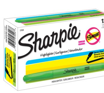 Sharpie Pocket Style Highlighters, Chisel Tip, Fluorescent Green, Box of 12