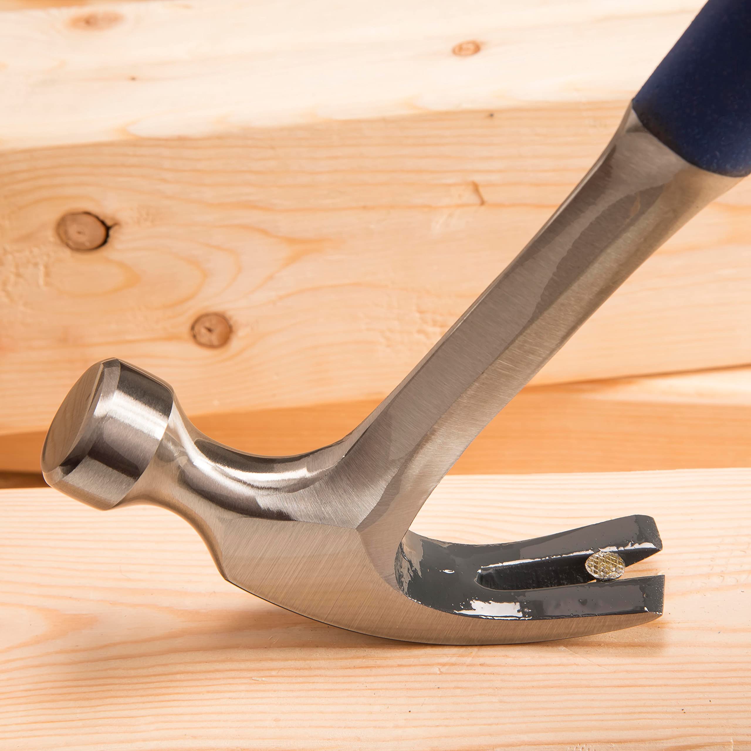 ESTWING Hammer - 16 oz Curved Claw with Smooth Face & Shock Reduction Grip - E3-16C,Silver - Image 6