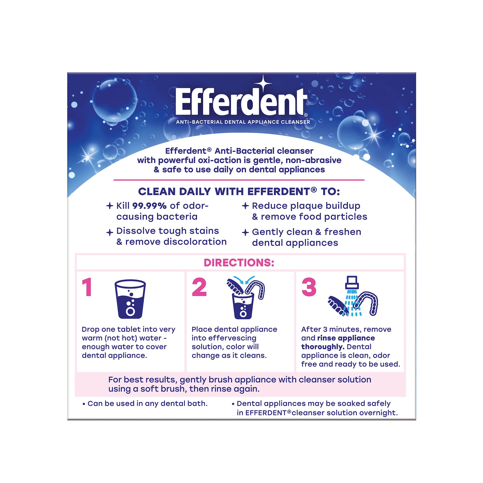 Efferdent Denture Cleanser Tablets, Complete Clean, Cleanser for Retainer and Dental Appli - Image 7