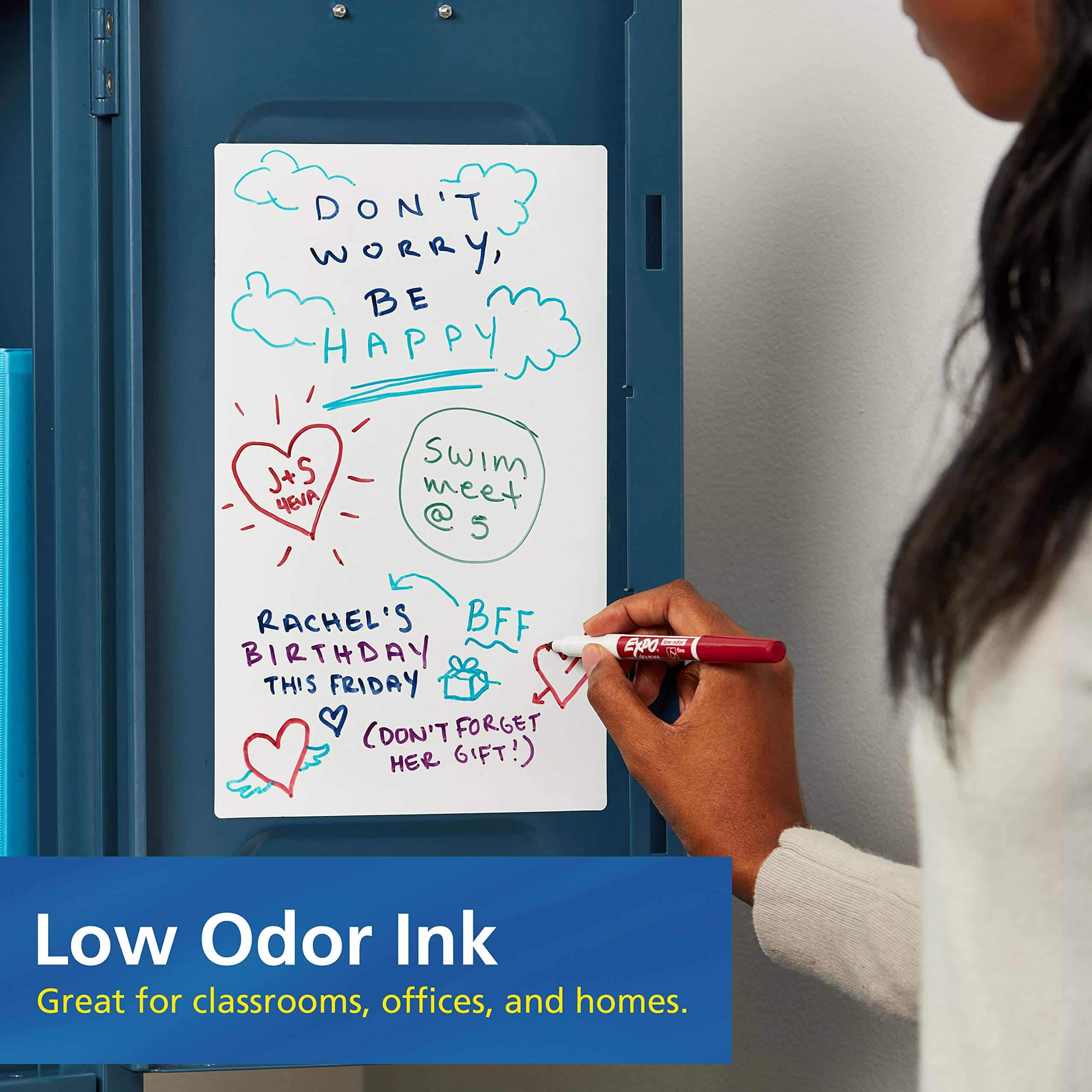 EXPO Low Odor Dry Erase Markers, Fine Tip, Black, 12 Count - Image 4