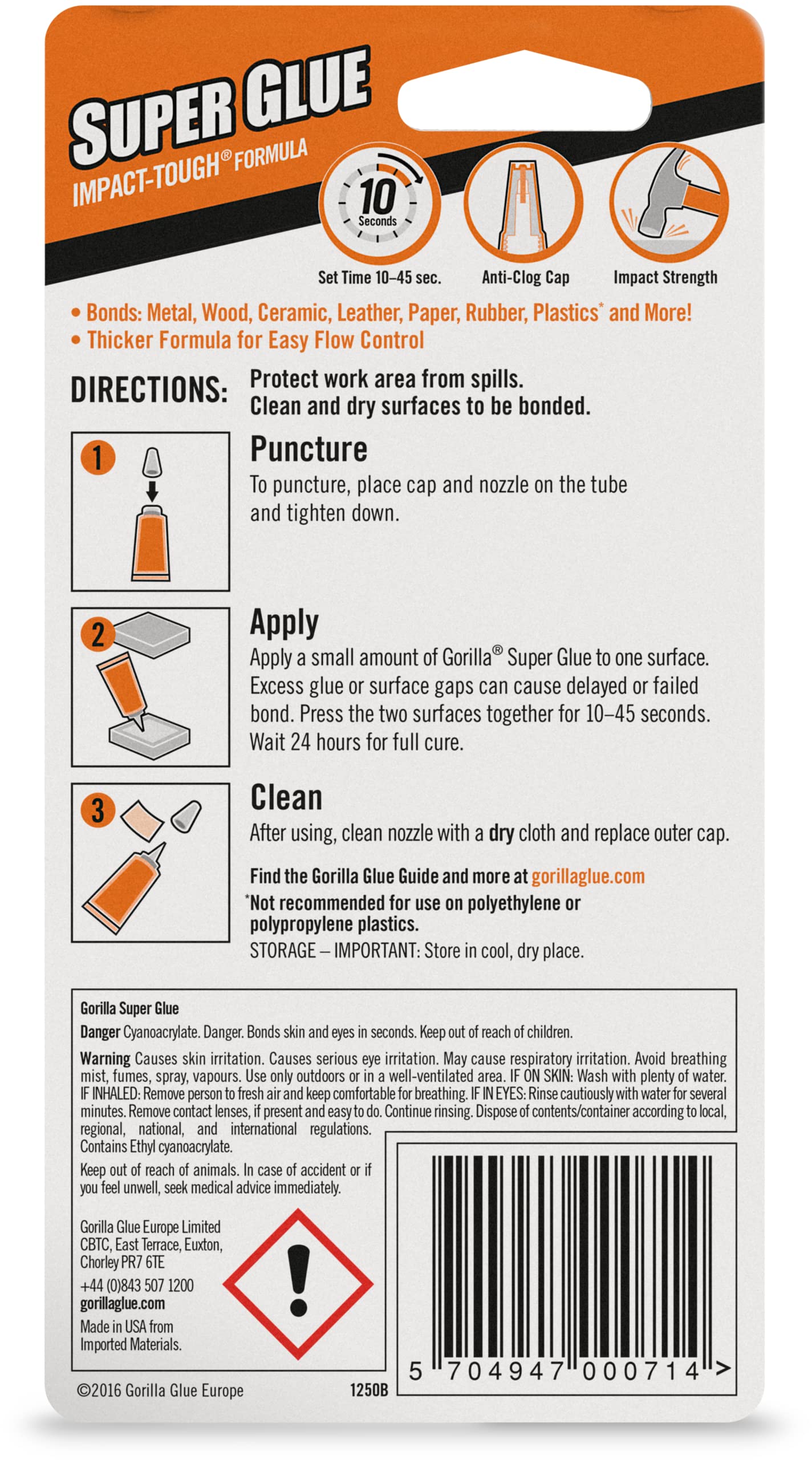Gorilla Super Glue, Two 3 Gram Tubes, Clear, (Pack of 1) - Image 3