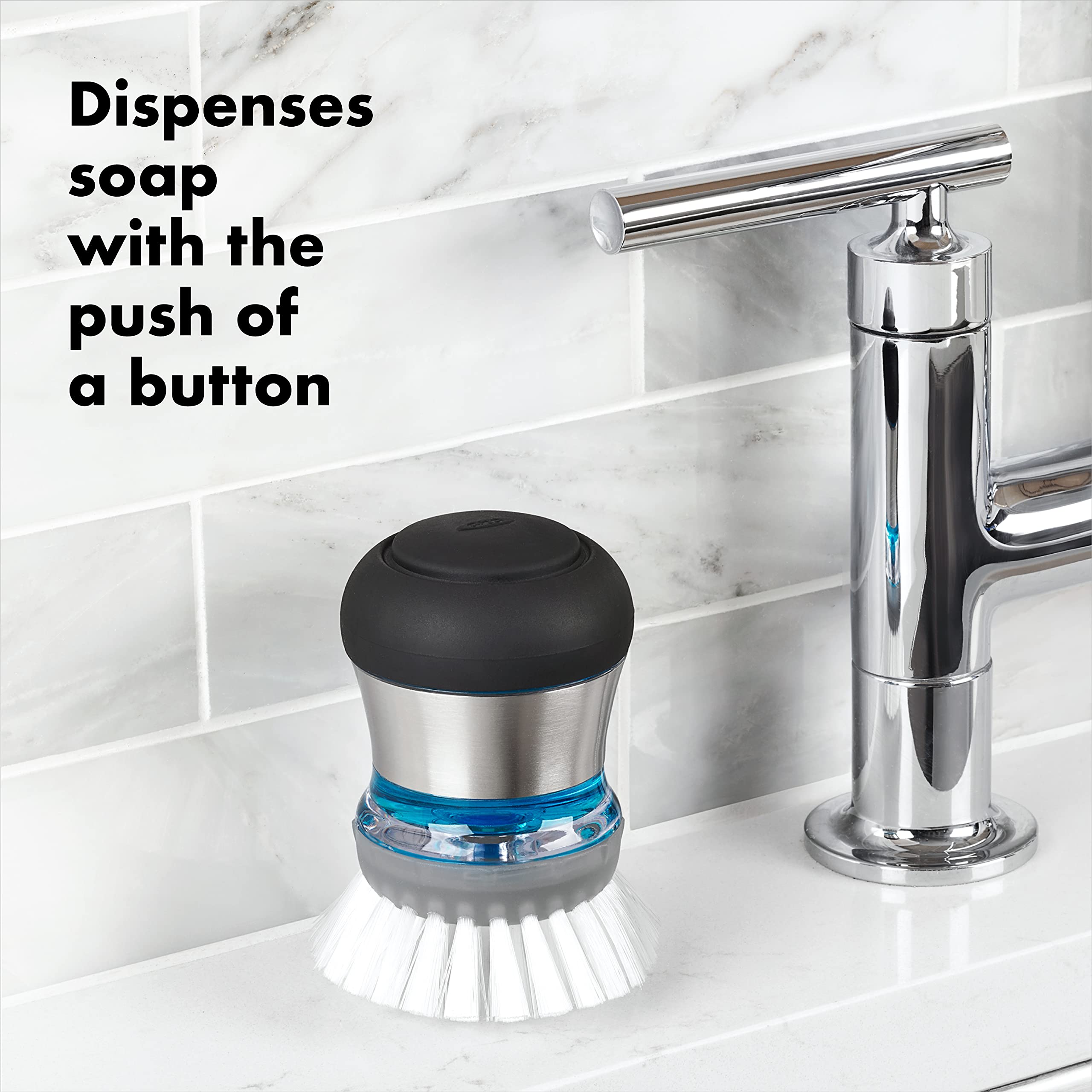 OXO SteeL Soap Dispensing Palm Brush - Image 5