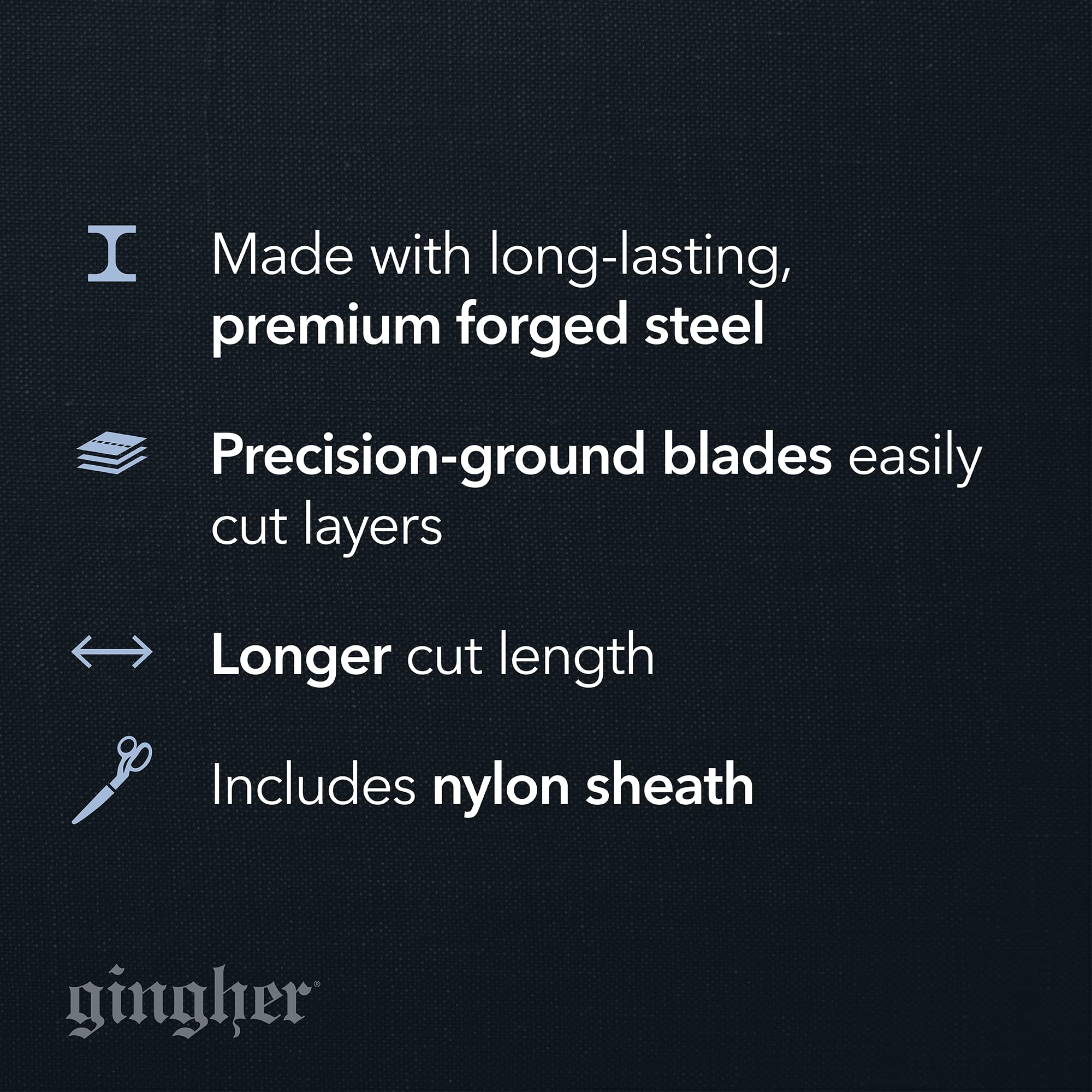 Gingher Dressmaker's Fabric Scissors - 8" Stainless Steel Shears - Sharp Knife Edge Fabric - Image 6