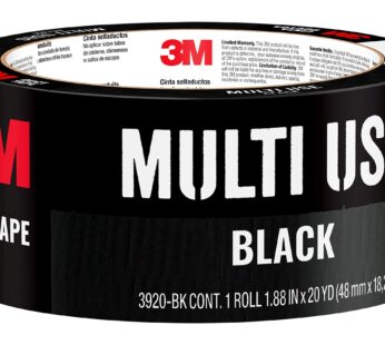 3M Multi-Use Colored Duct Tape, Black with Strong Adhesive and Water-Resistant Backing, Mu