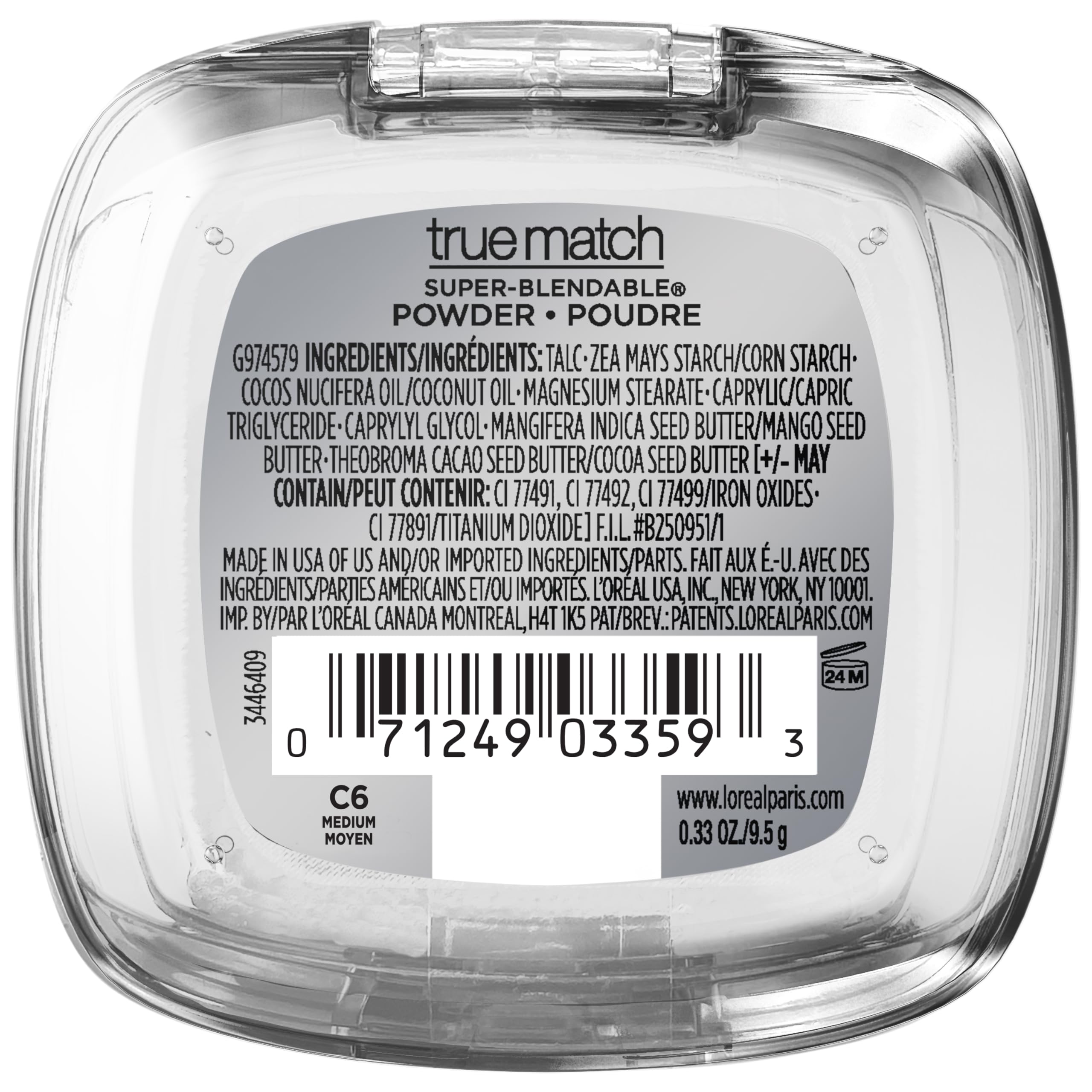L'Oreal Paris True Match Super Blendable Oil Free Powder Foundation, C6 Medium, 0.33 oz, P - Image 7