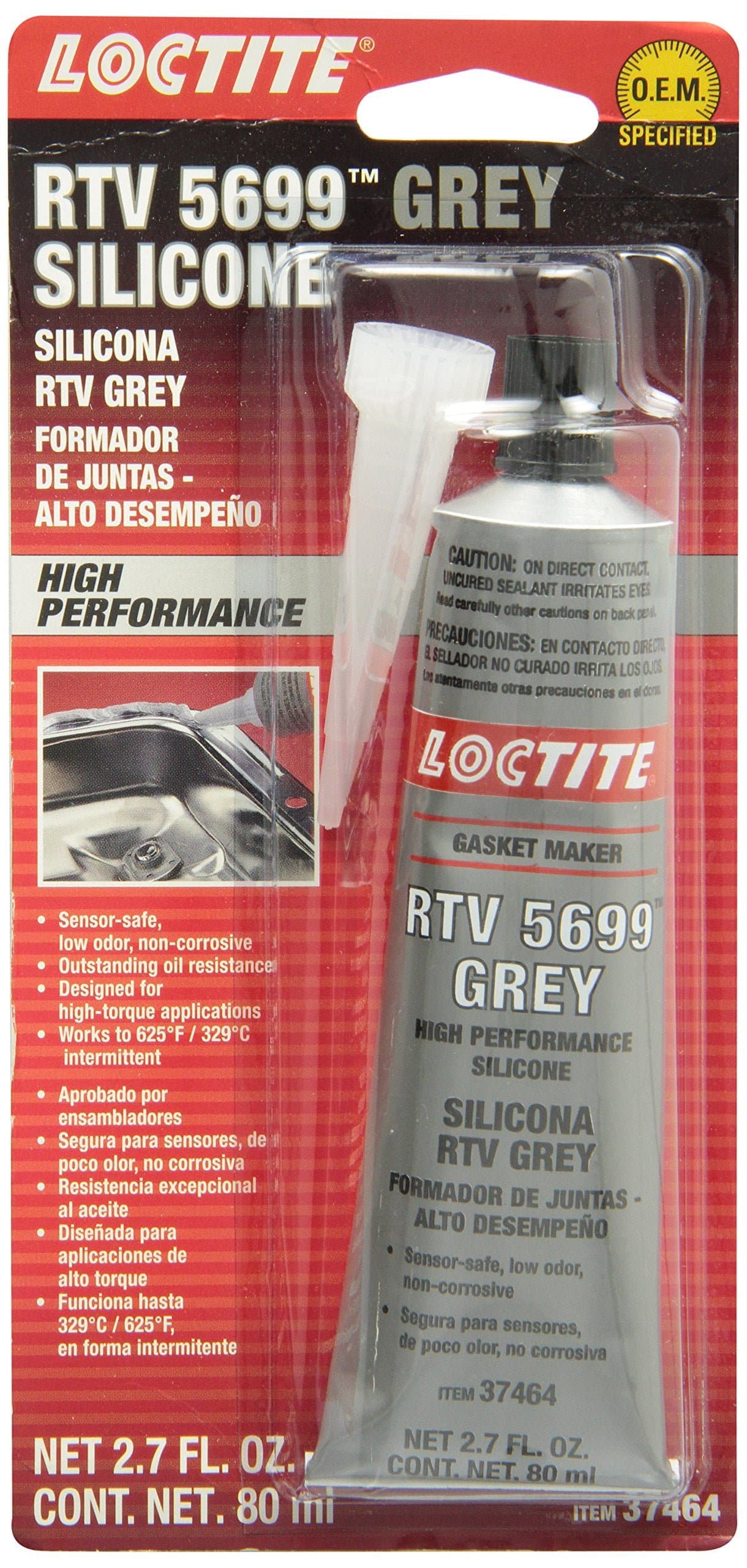 LOCTITE 37464 Grey RTV 598 High Performance Silicone. 80 ml.