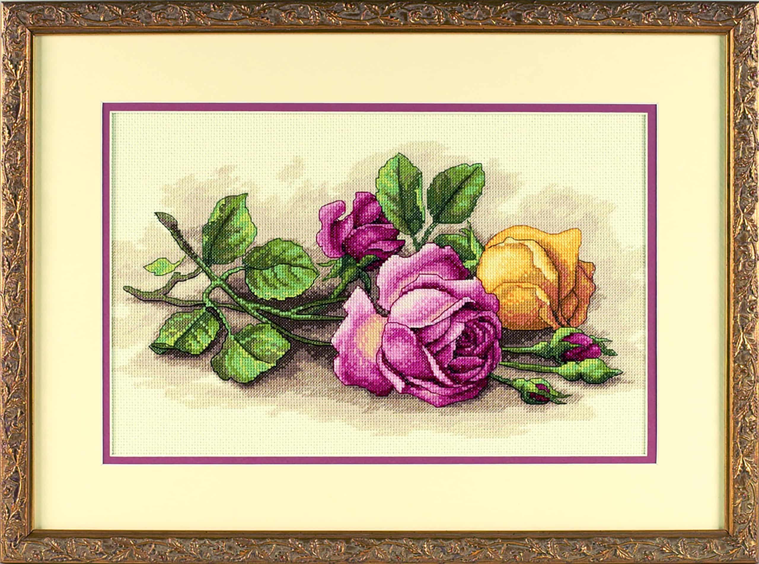 Dimensions 'Rose Cuttings' Floral Counted Cross Stitch Kit, 14'' x 9'', multi-colored, 14