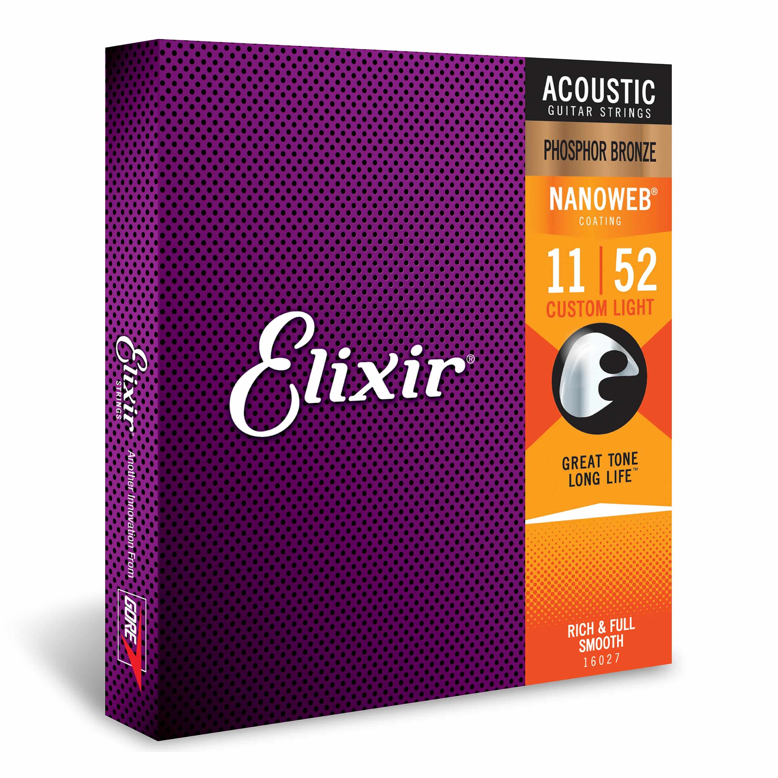 Elixir Strings, Acoustic Guitar Strings, Phosphor Bronze with NANOWEB Coating, Longest-Las