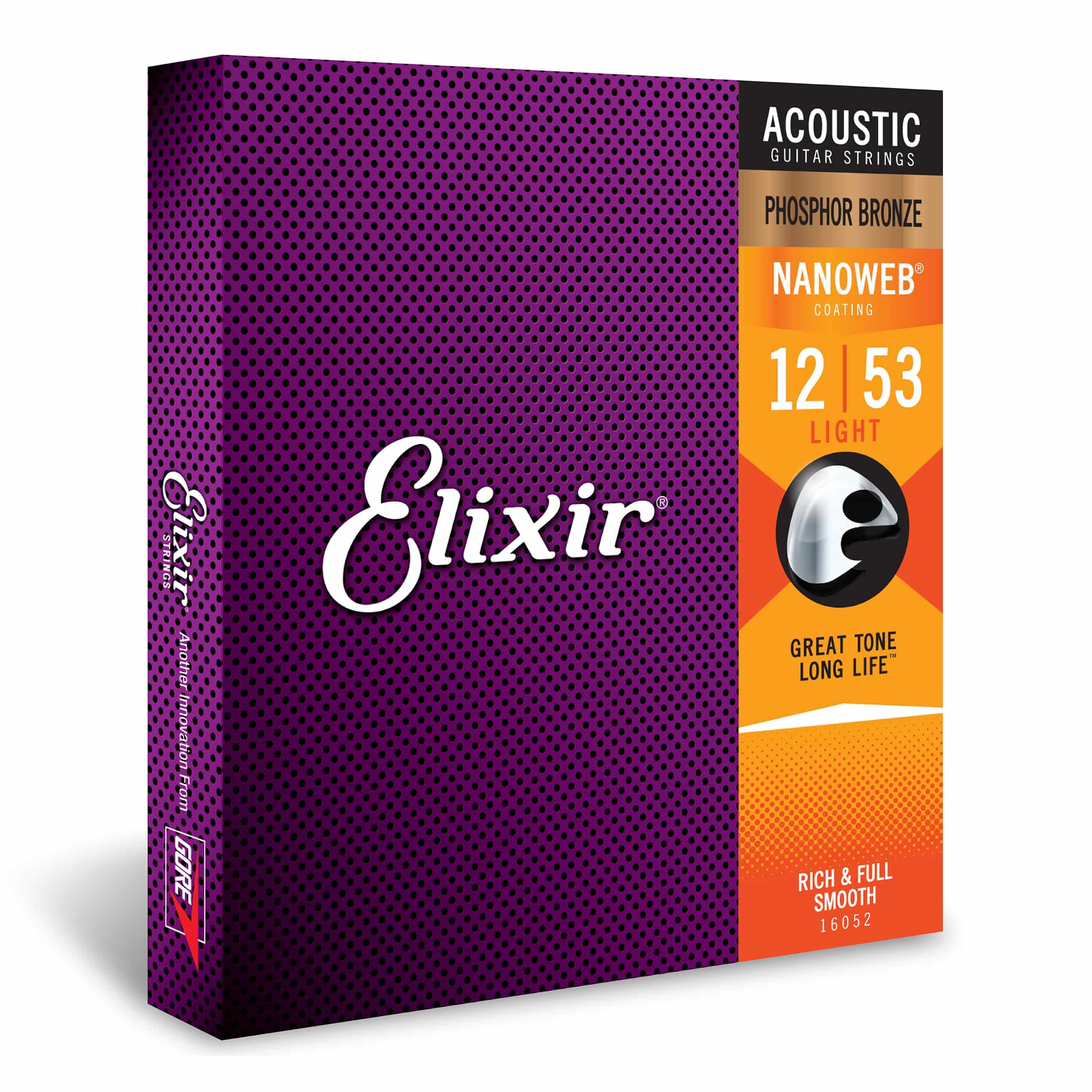 Elixir Strings, Acoustic Guitar Strings, Phosphor Bronze with NANOWEB Coating, Longest-Las