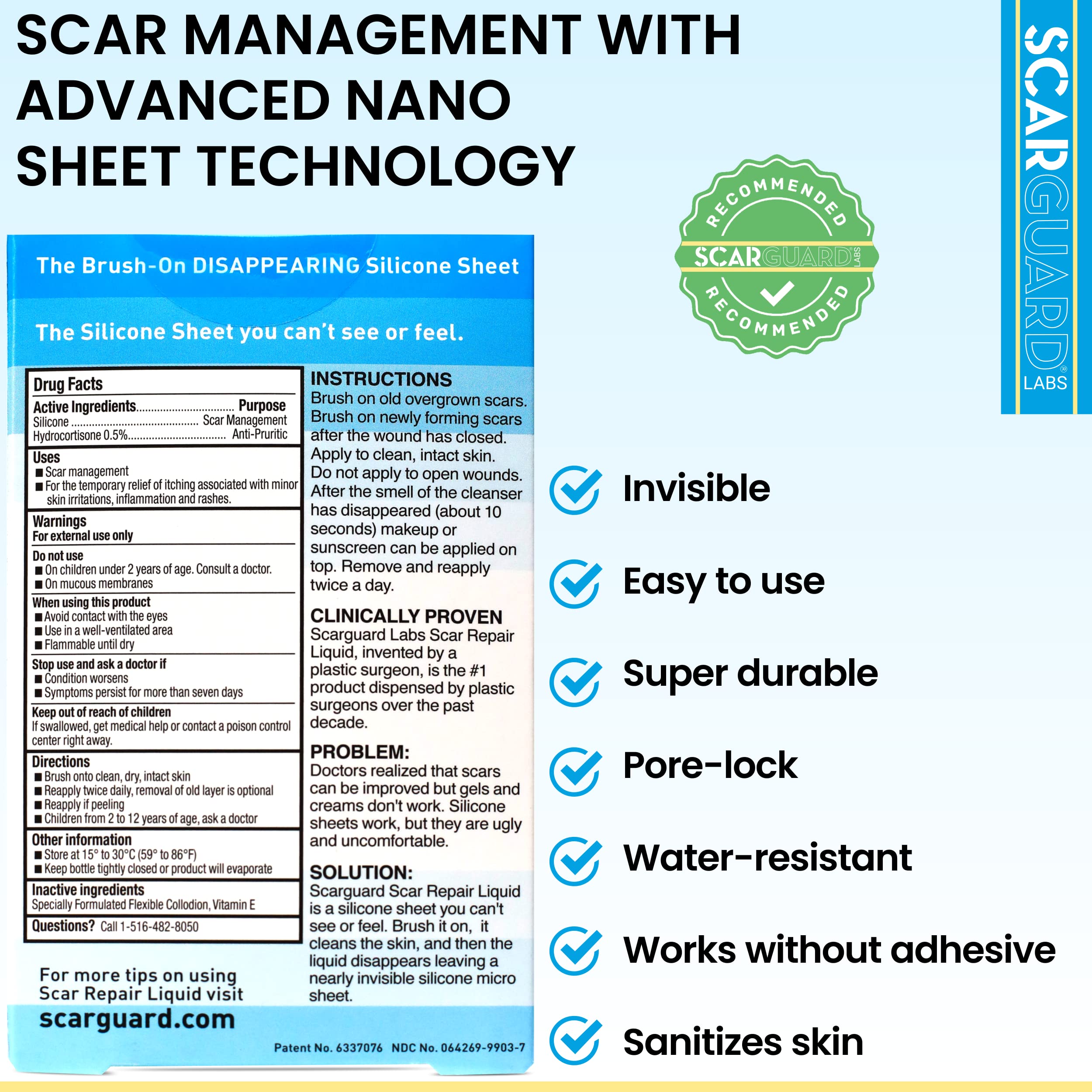 Scarguard - Invisible Brush-On Silicone Sheet with Vitamin E - Scar Removal for Keloids, B - Image 5