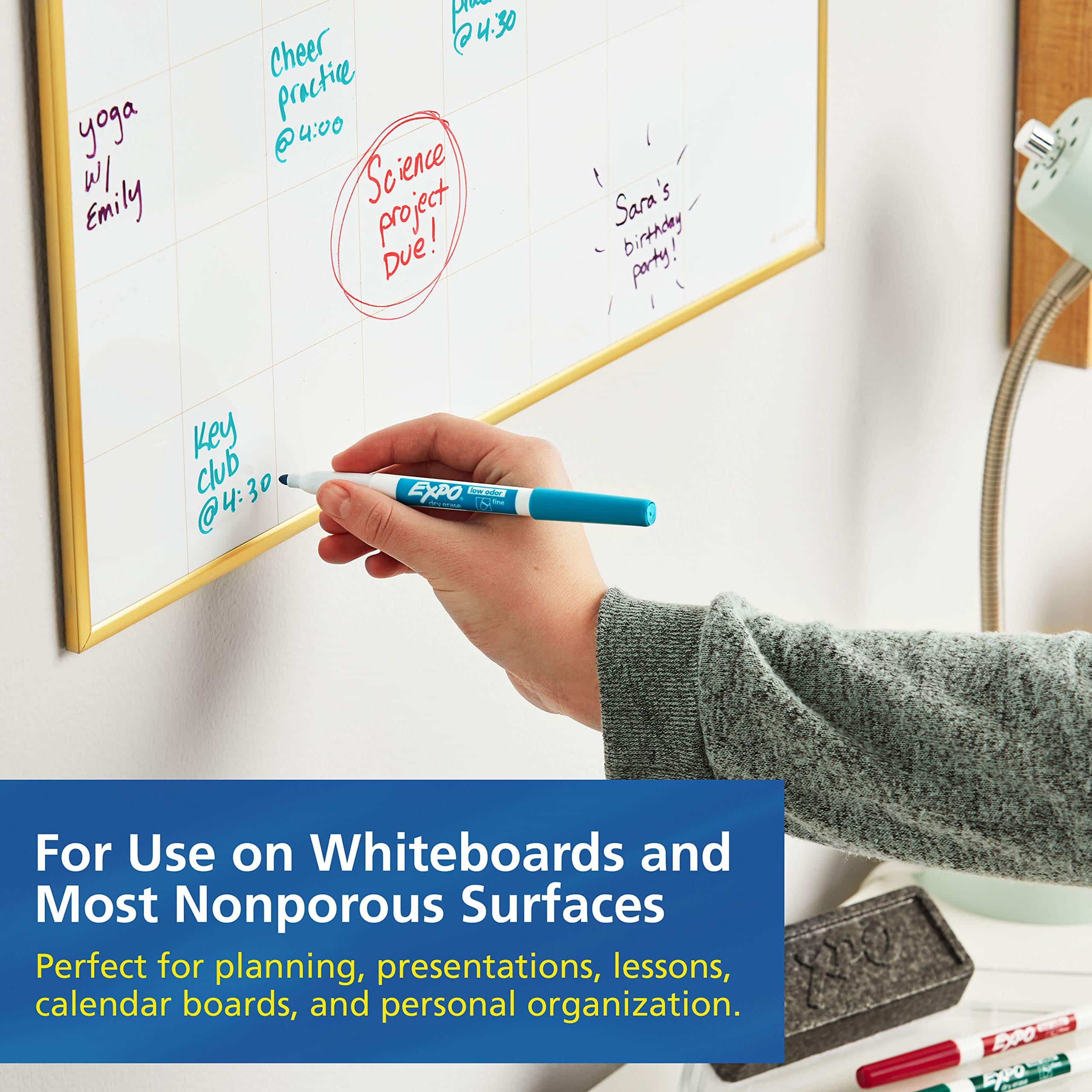 EXPO Low Odor Dry Erase Markers, Fine Tip, Black, 12 Count - Image 2