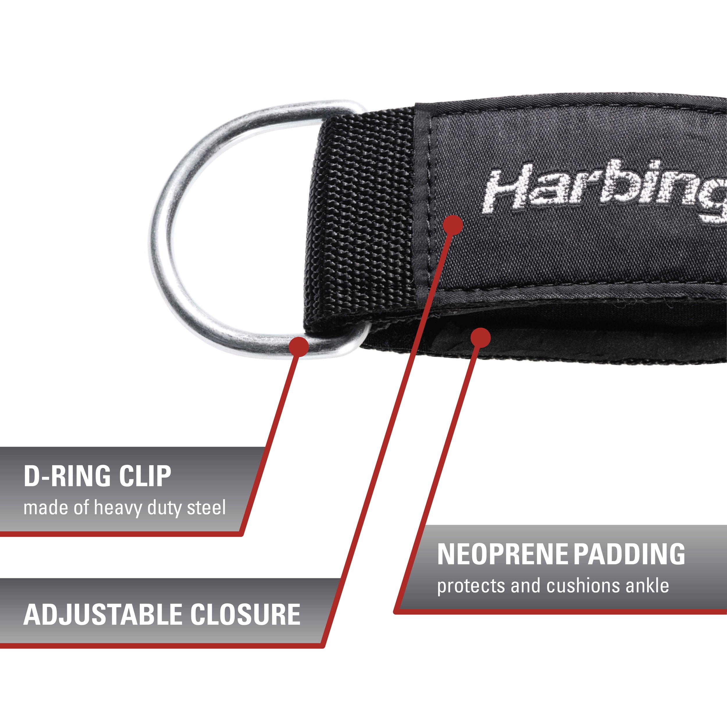 Harbinger Neoprene Padded 2-Inch Ankle Cuff, Black - Image 2