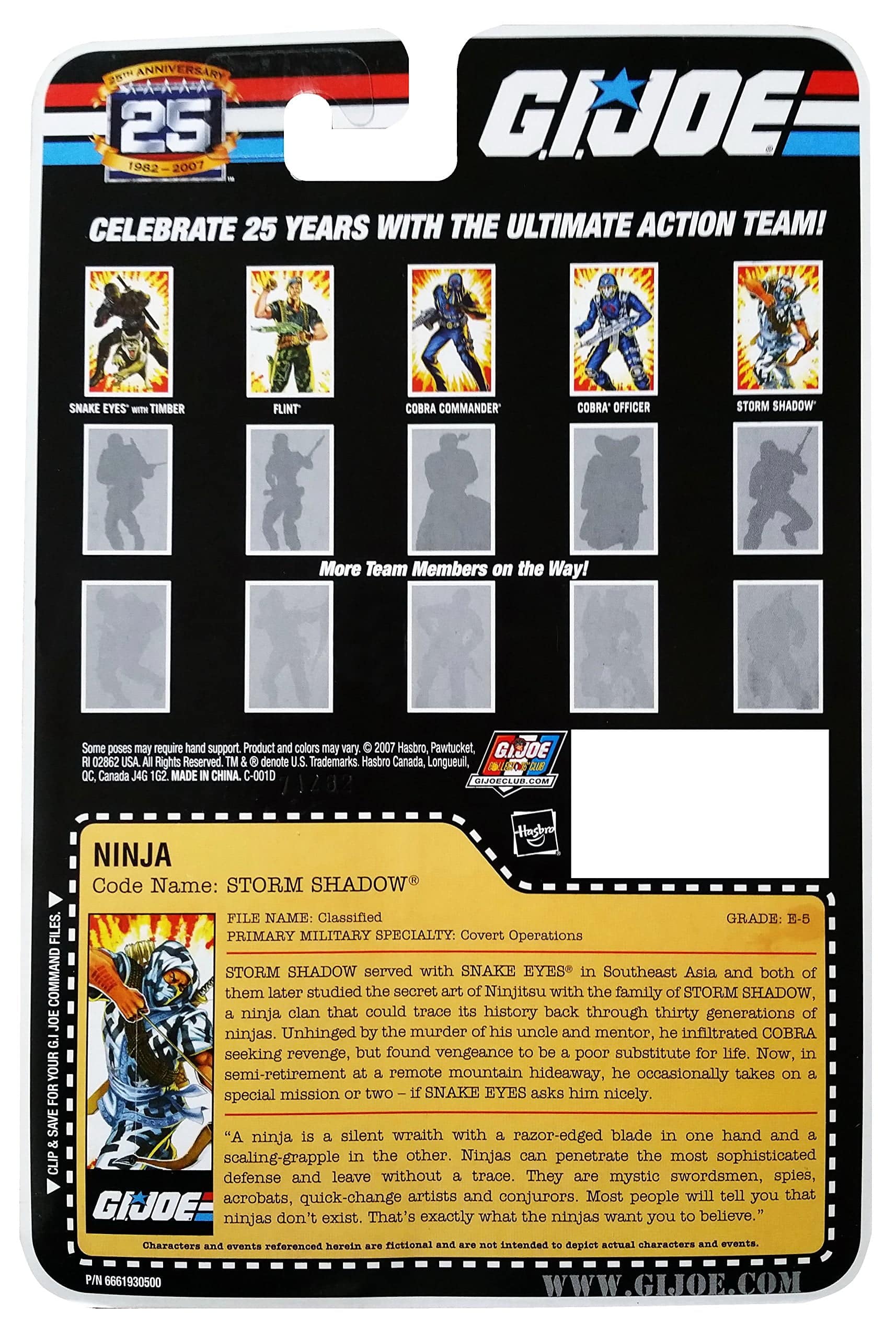 G.I. Joe 25th Anniversary: Storm Shadow (Cobra Ninja) 3.75 Inch Action Figure - Image 2