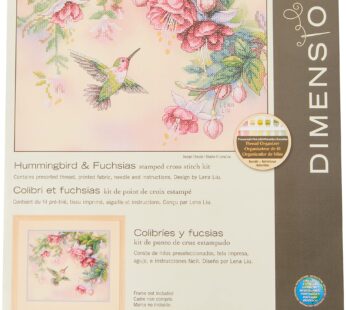 Dimensions Hummingbird and Fuchsias Stamped Cross Stitch Kit, 14” x 12”